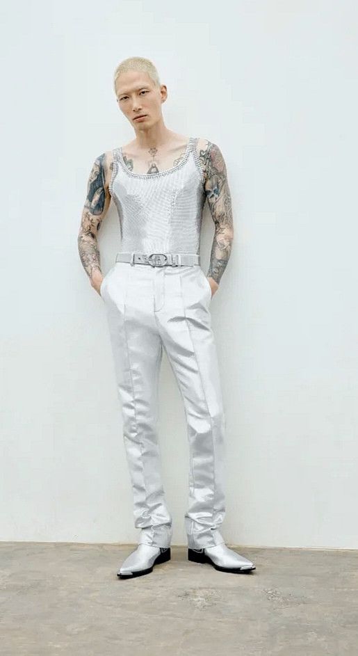 H&M × Paco Rabanne Silver lame dress pants Size US 33 - 5 Thumbnail