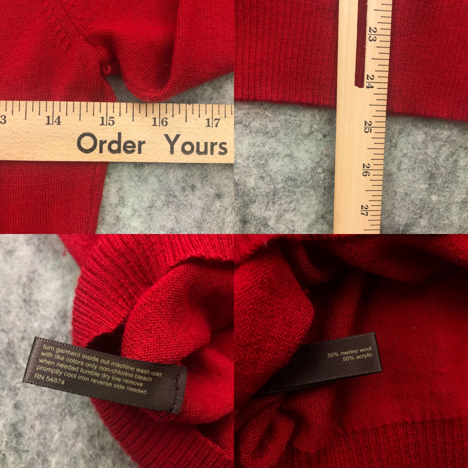 Vintage VINTAGE The Limited Women's Sweater Pullover XS Red Merino Wool Blend Lightweight knits Fall Winter Women Size XS / US 0-2 / IT 36-38 - 8 Thumbnail