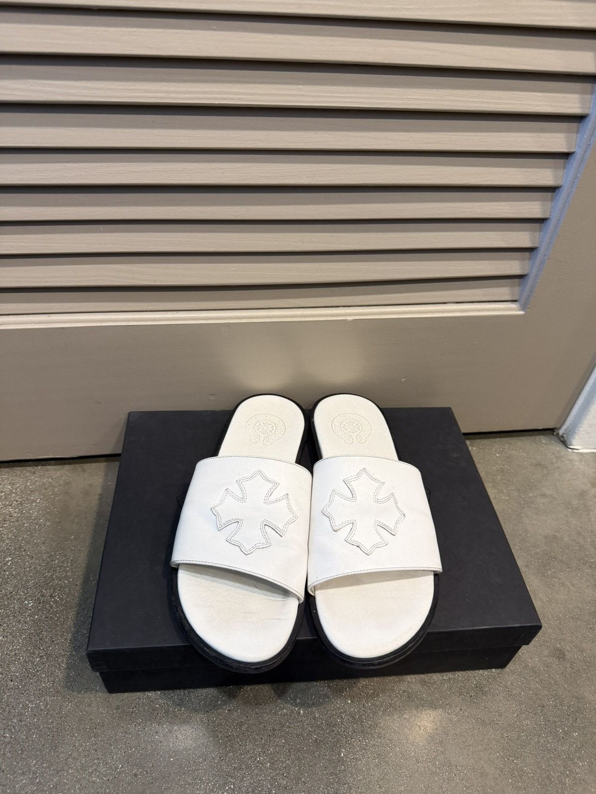 Chrome Hearts CH Leather Cross Patch Slides 41 Size US 8 / EU 41 - 1 Thumbnail