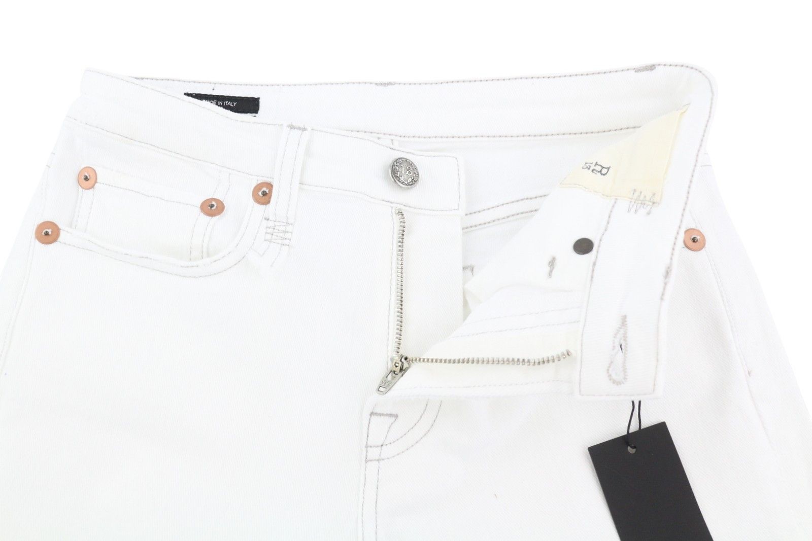 R13 KICK FIT 25 Bale White Flared Cropped Light Jeans 86190 Size 25" / US 0 / IT 36 - 5 Thumbnail