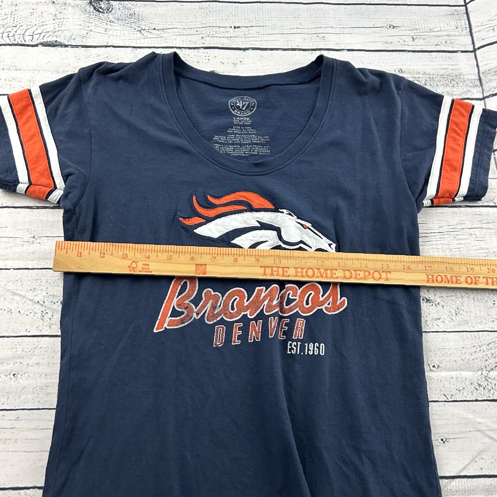 J Brand 47 Brand Denver Broncos Shirt Short Sleeve Women's Large Blue Orange Size L / US 10 / IT 46 - 5 Thumbnail