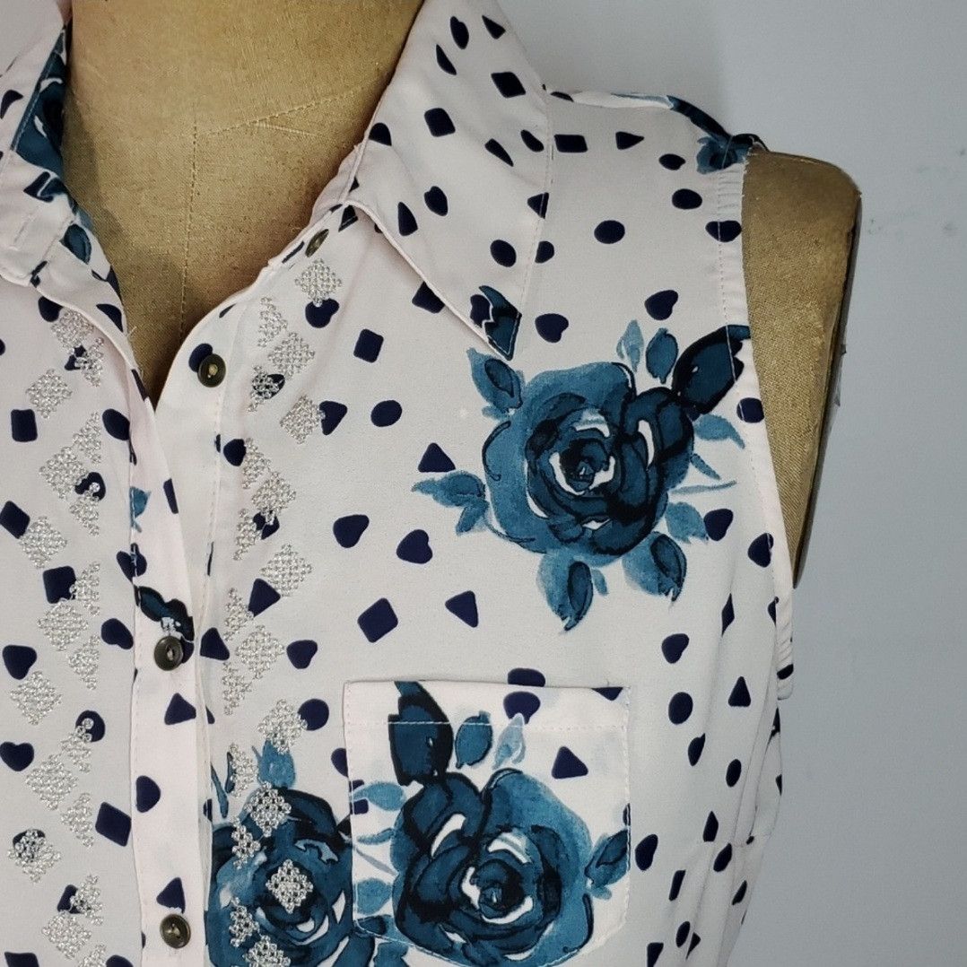 Other Maison Jules Size M Dress Blush Pink Floral Chiffon Button Size M / US 6-8 / IT 42-44 - 7 Thumbnail