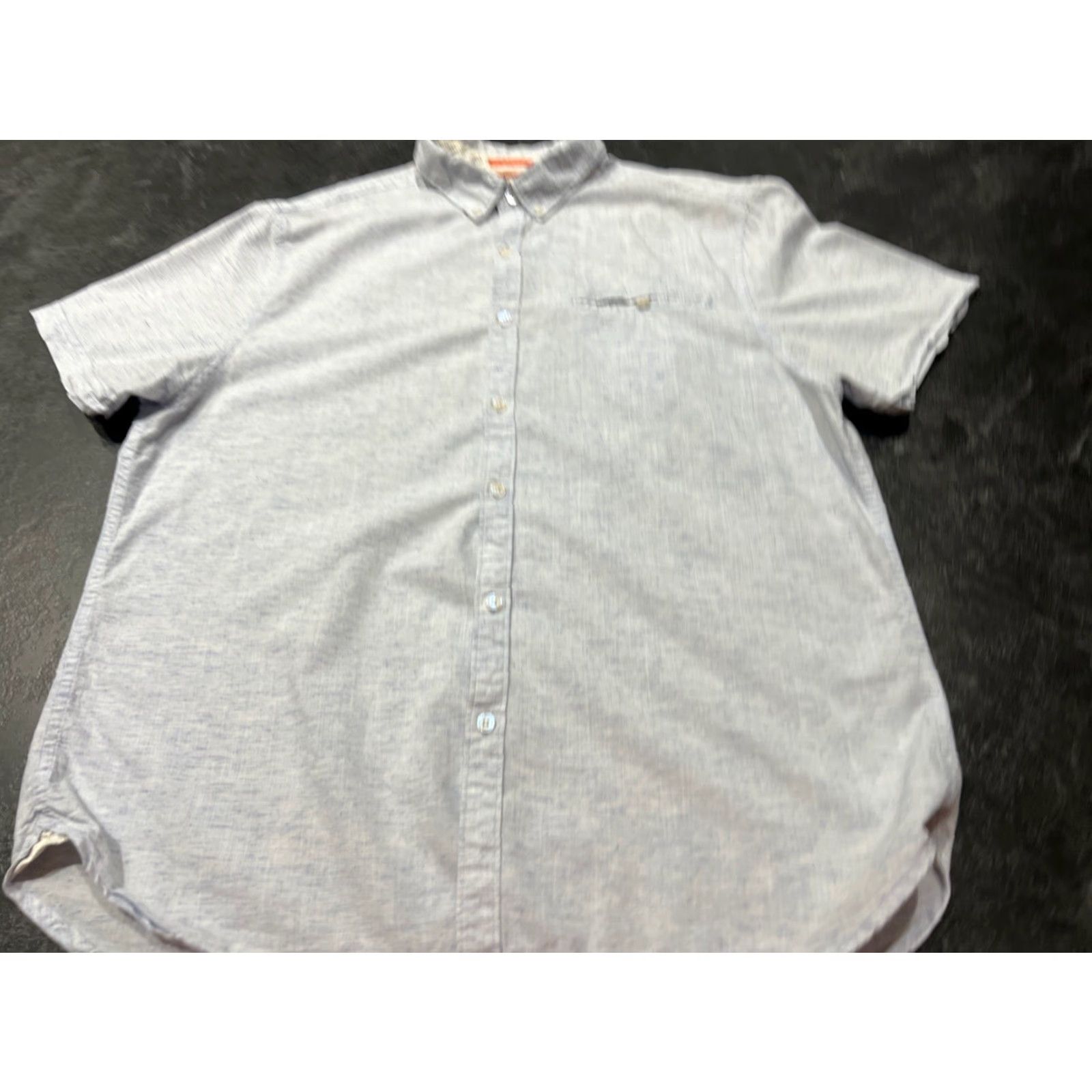 Denime DENIM & FLOWER Blue Striped Slim Fit Button-Up Shirt XL Short Sleeve Mens Size US XL / EU 56 / 4 - 2 Thumbnail