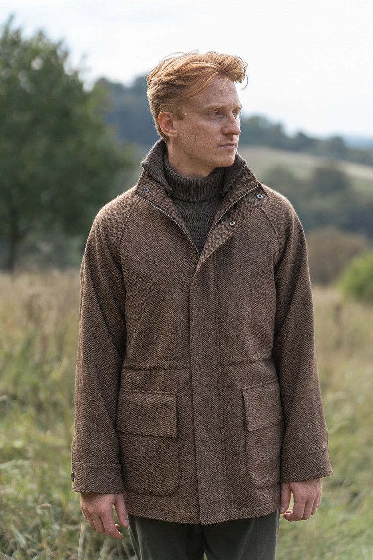 Anglo-Italian Cavour Raglan City Jacket in Herringbone Tweed Size US S / EU 44-46 / 1 - 17 Thumbnail