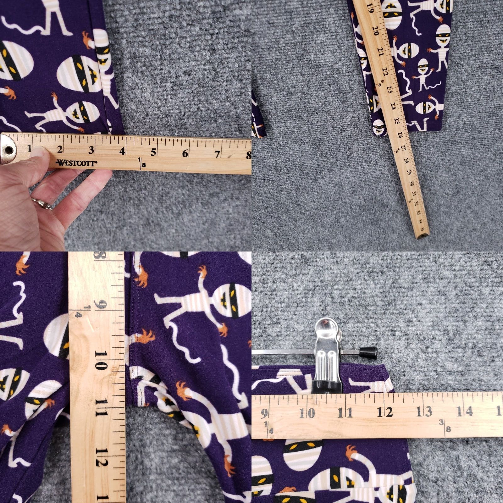 Vintage LuLaRoe Leggings Womens One Size Purple Halloween Mummy Print Stretch Pull On Size 42" / US 20 - 8 Thumbnail