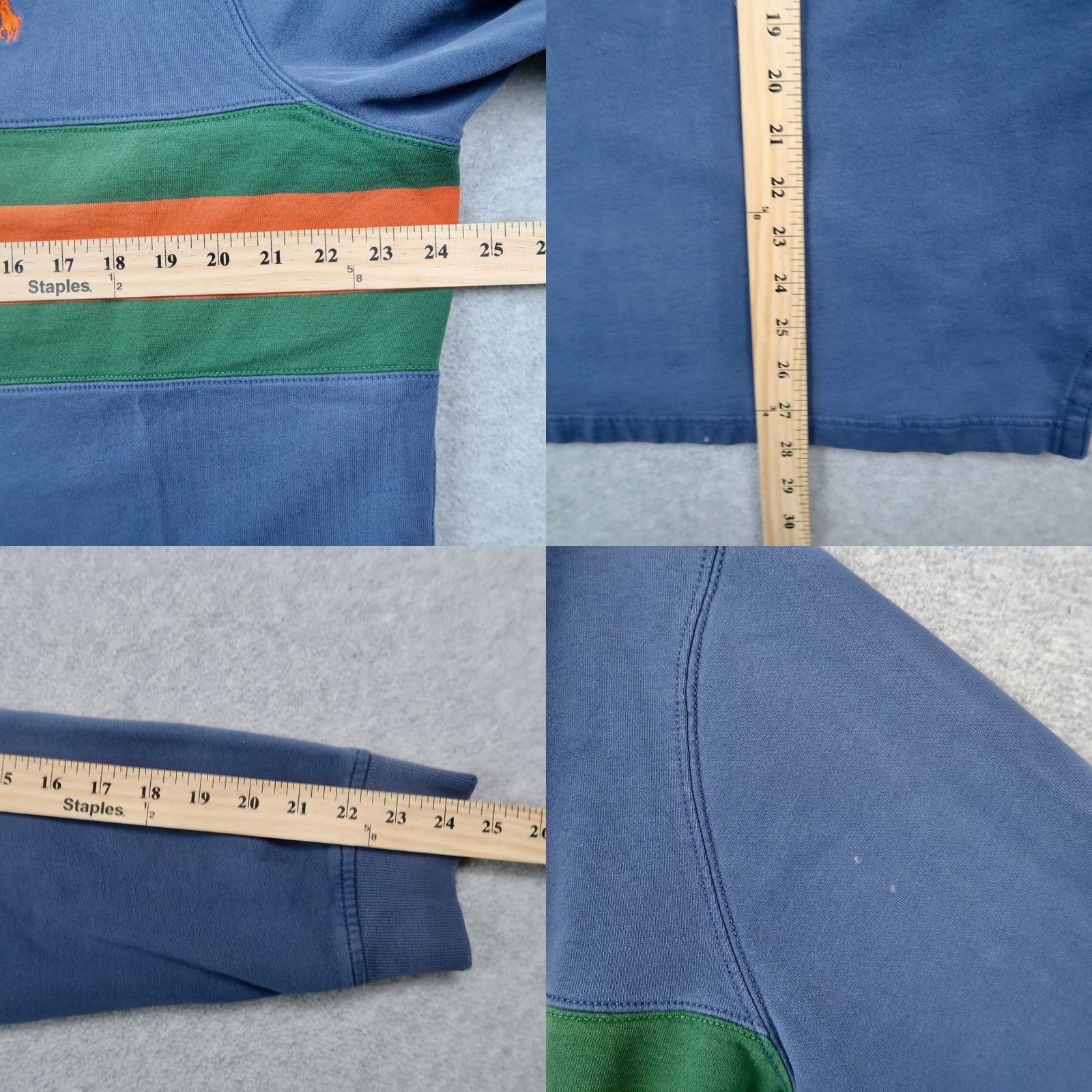 Polo Ralph Lauren VINTAGE Polo Ralph Lauren Rugby Shirt L Large Blue Green Orange Stripe Long Sleeve Mens Size US L / EU 52-54 / 3 - 9 Thumbnail