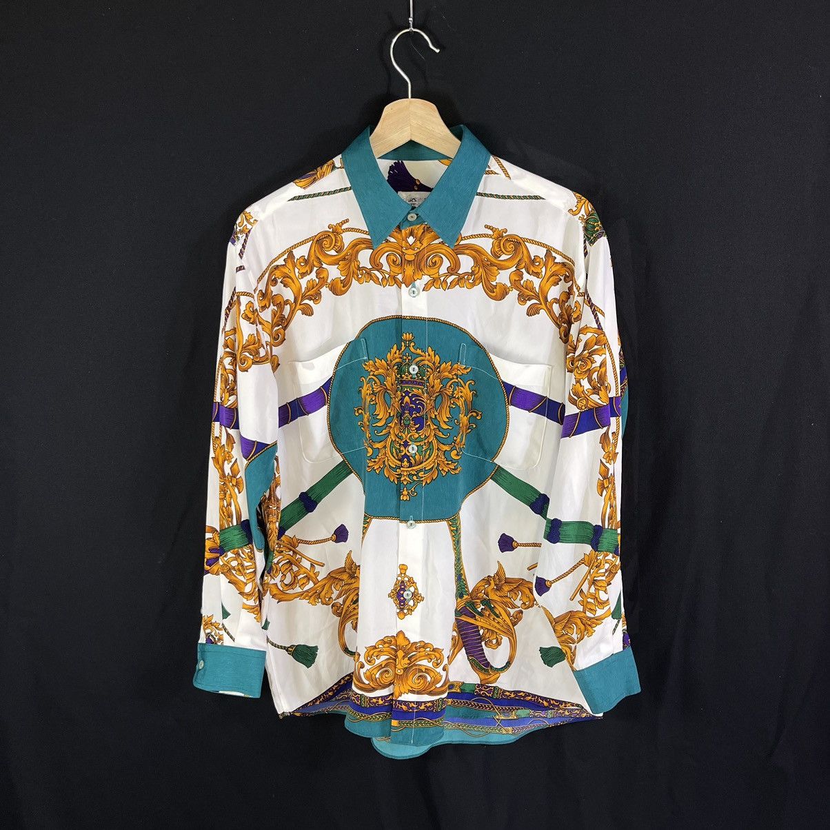Japanese Brand Vintage Royalty Baroque Silk Printed Button Shirt Size US L / EU 52-54 / 3 - 1 Thumbnail