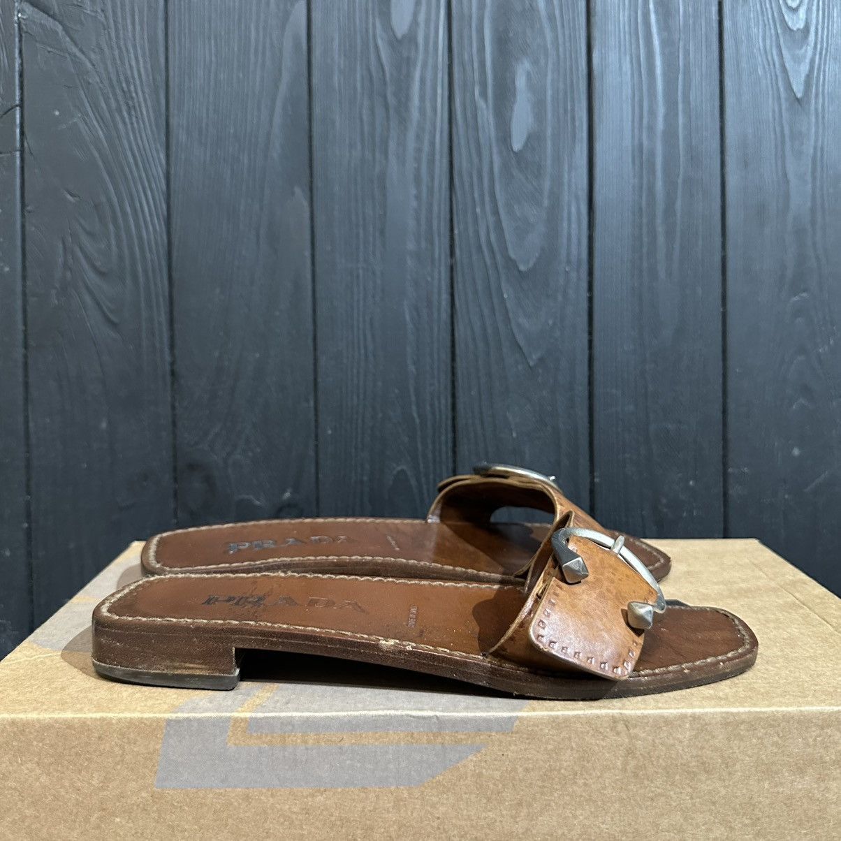 Prada VINTAGE PRADA - Women’s Leather Sandals Size 36 Size US 6 / IT 36 - 2 Thumbnail