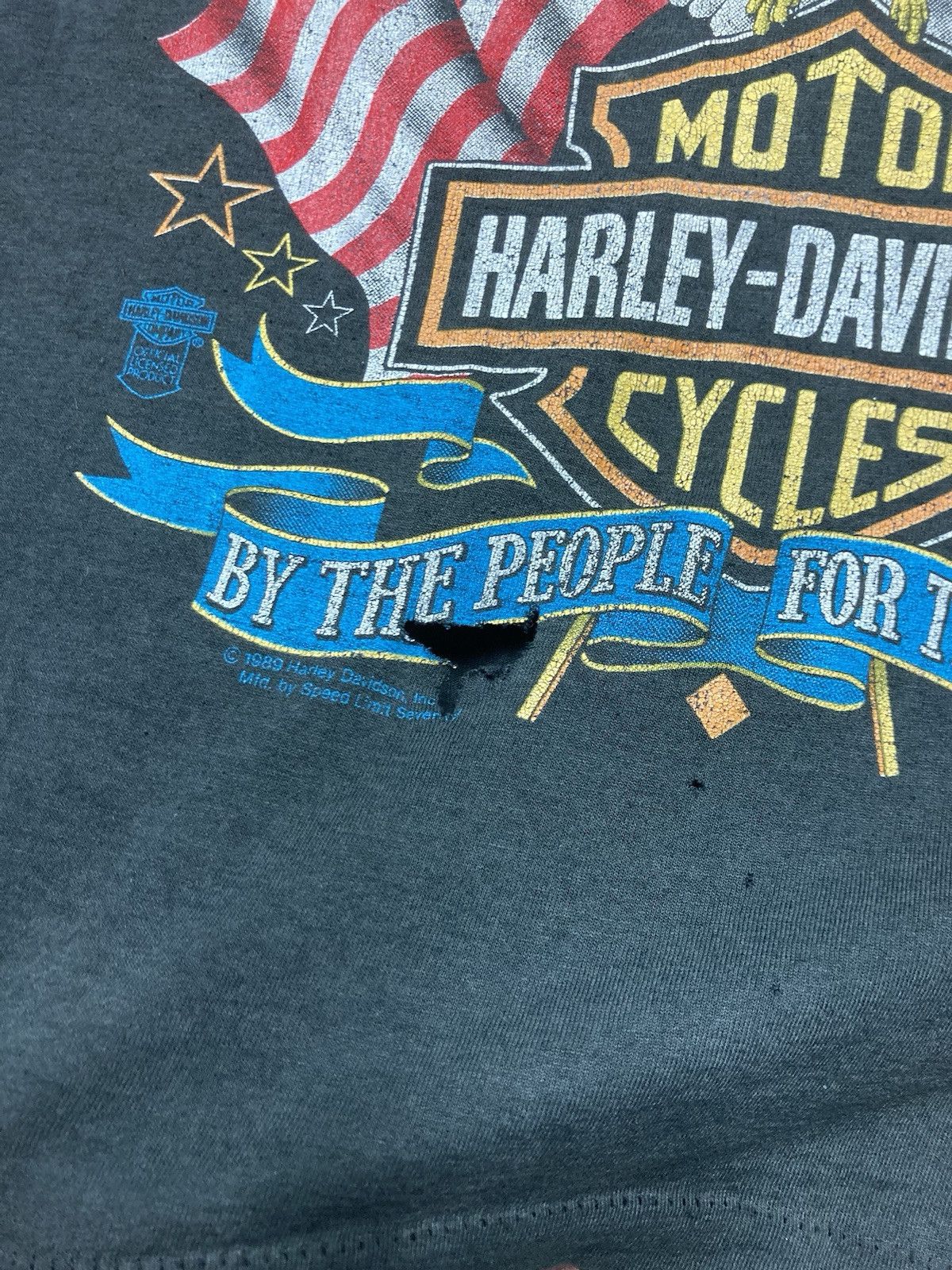 Harley Davidson × Vintage t shirt Harley Davidson born in USA eagle American flag S/M Size US M / EU 48-50 / 2 - 2 Thumbnail