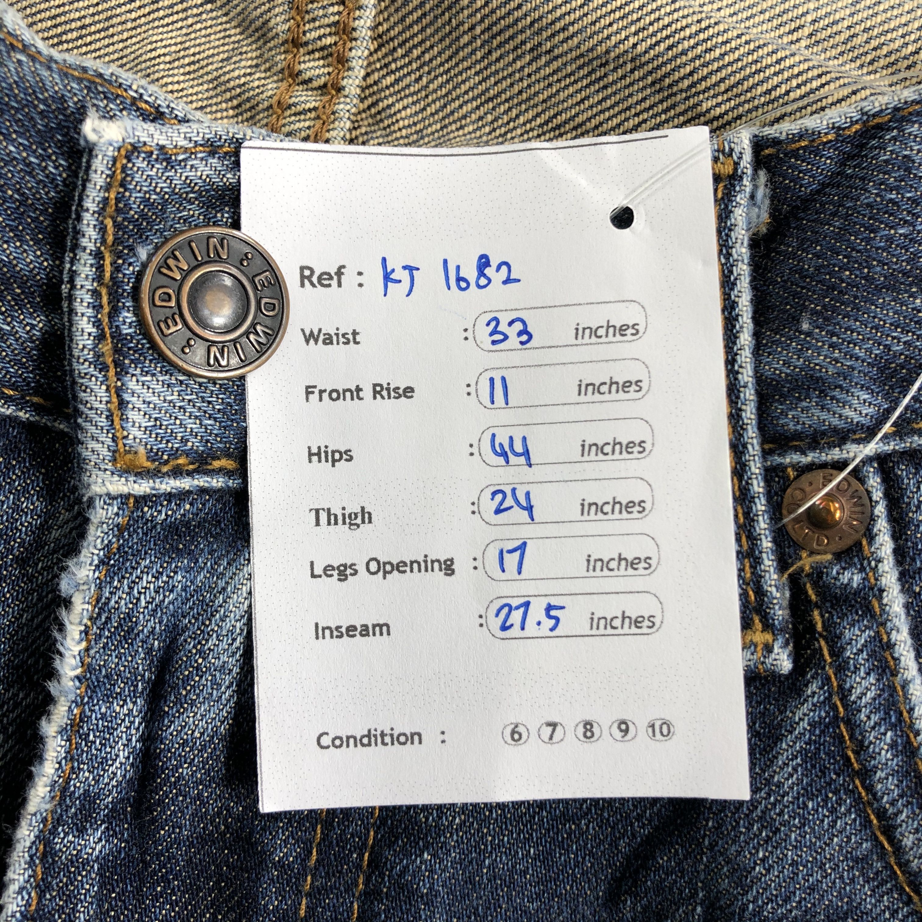Edwin Vintage Edwin 503 Jeans Faded Blue Distressed Denim KJ1682 Size US 33 - 12 Thumbnail