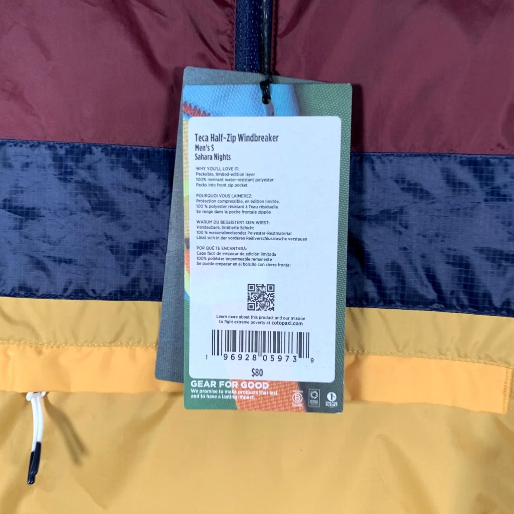 Cotopaxi Cotopaxi Jacket Mens Small Multicolor Teca Half Zip Windbreaker Hooded Packable Size US S / EU 44-46 / 1 - 4 Thumbnail