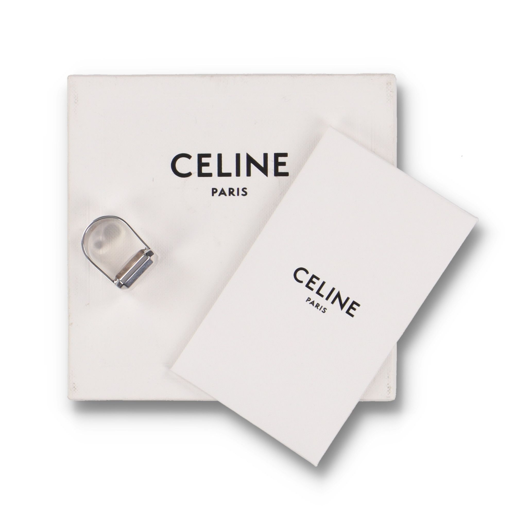 Celine Faceted Ring in Brass with Rhodium Finish Size ONE SIZE - 2 Thumbnail