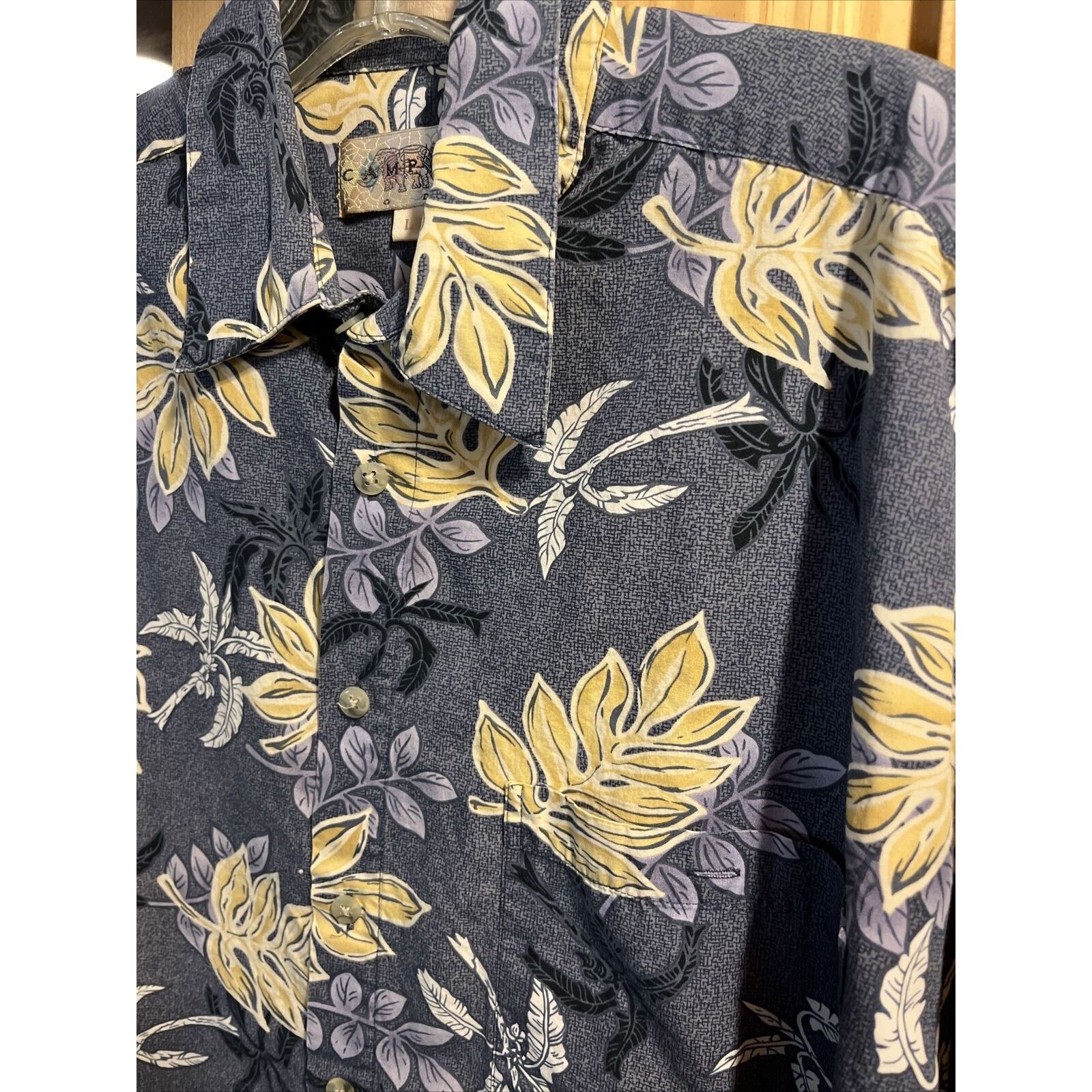 Campia Moda Campia Moda Men’s L Blue Floral SS Cotton Hawaiian Shirt Size US L / EU 52-54 / 3 - 8 Thumbnail