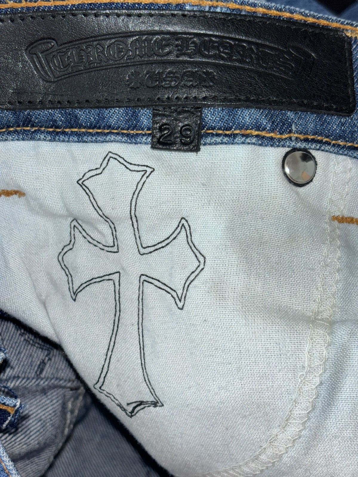 Chrome Hearts CHROME HEARTS TRIPLE CROSS BLUE JEAN SKIRT Size 29" - 5 Thumbnail
