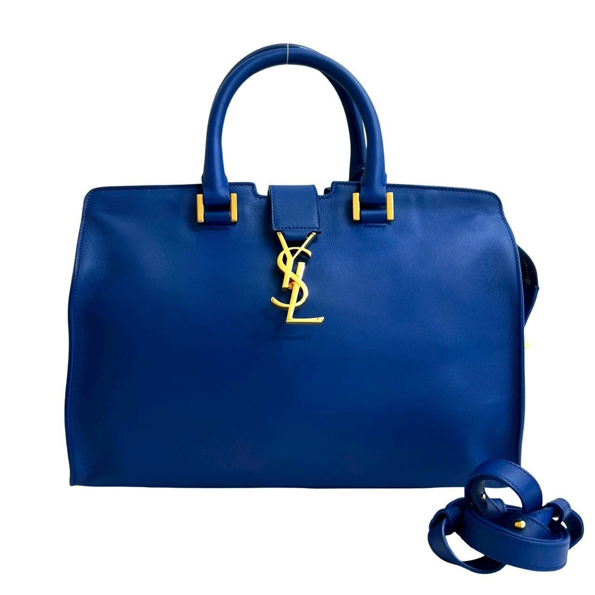 Yves Saint Laurent Baby Cabas YSL Logo Leather 2-Way Handbag 