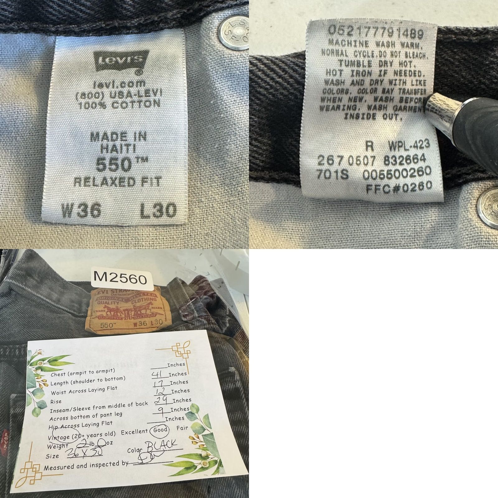 Levi's Levi's 550 Jeans Mens 36x30 Black Relaxed Fit Distressed Paint Vintage Y2K Style Jeans Size US 36 / EU 52 - 8 Thumbnail