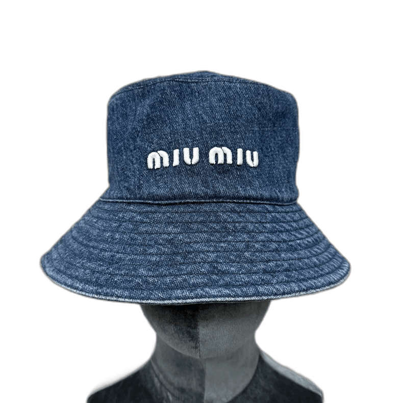 Miu Miu miu miu denim embroidered logo bucket hat Size ONE SIZE - 1 Thumbnail