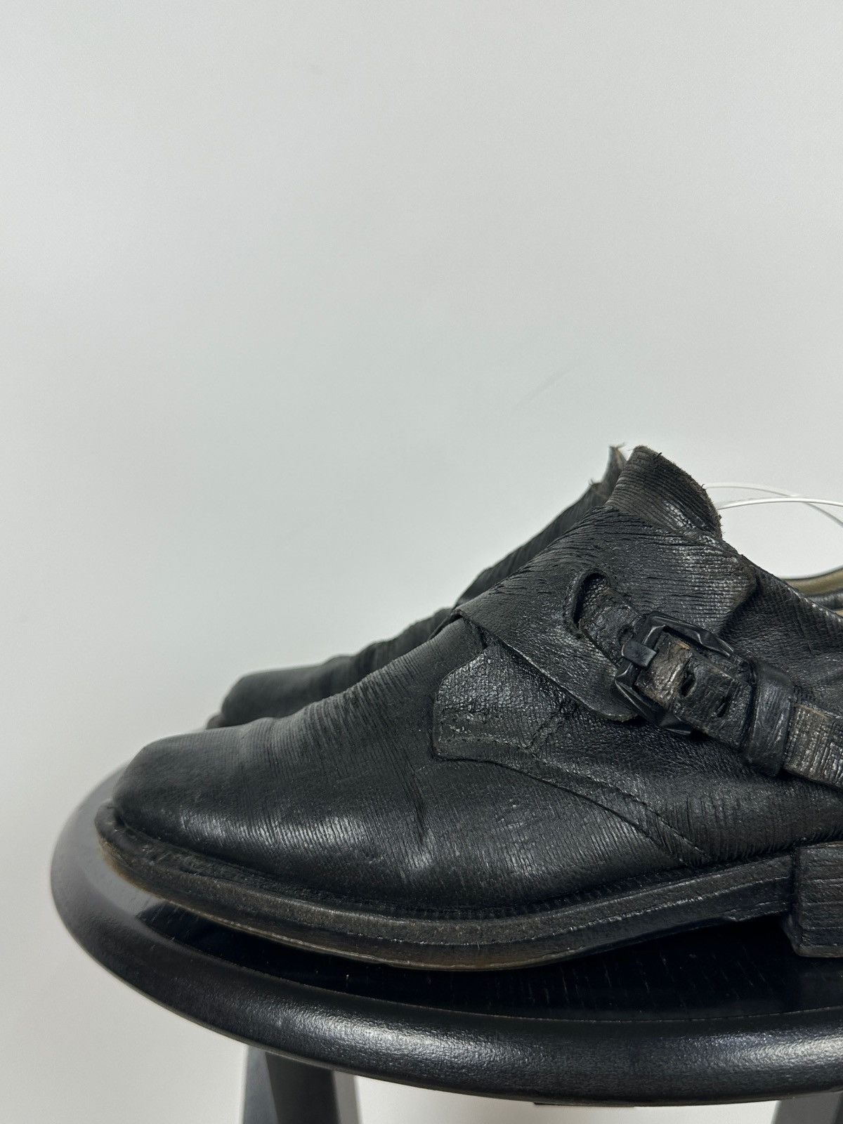 A.S.98 A.S.98 Black Distressed Leather Monk Strap Shoes Size US 6 / IT 36 - 15 Thumbnail