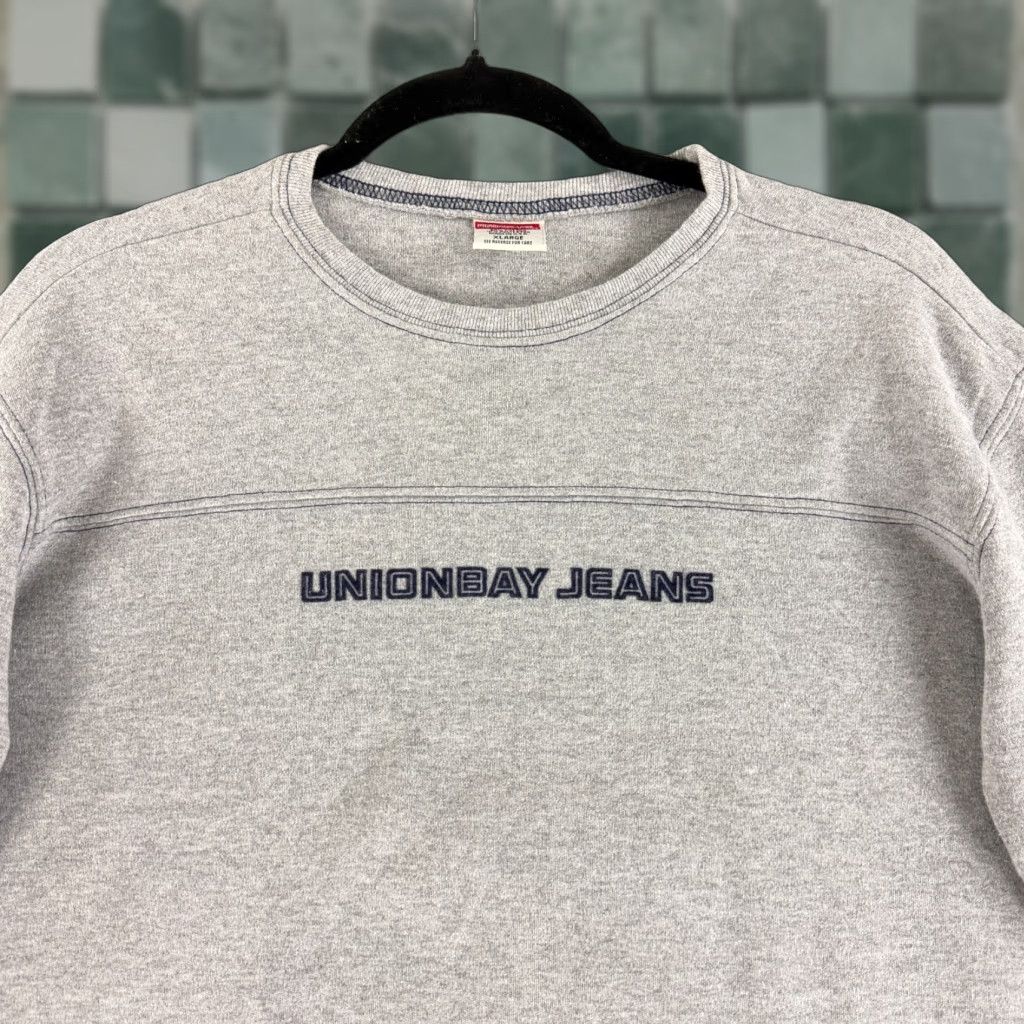 VINTAGE UnionBay Jeans T-Shirt Womens XL Gray Crew Neck Long Sleeve Y2K USA
