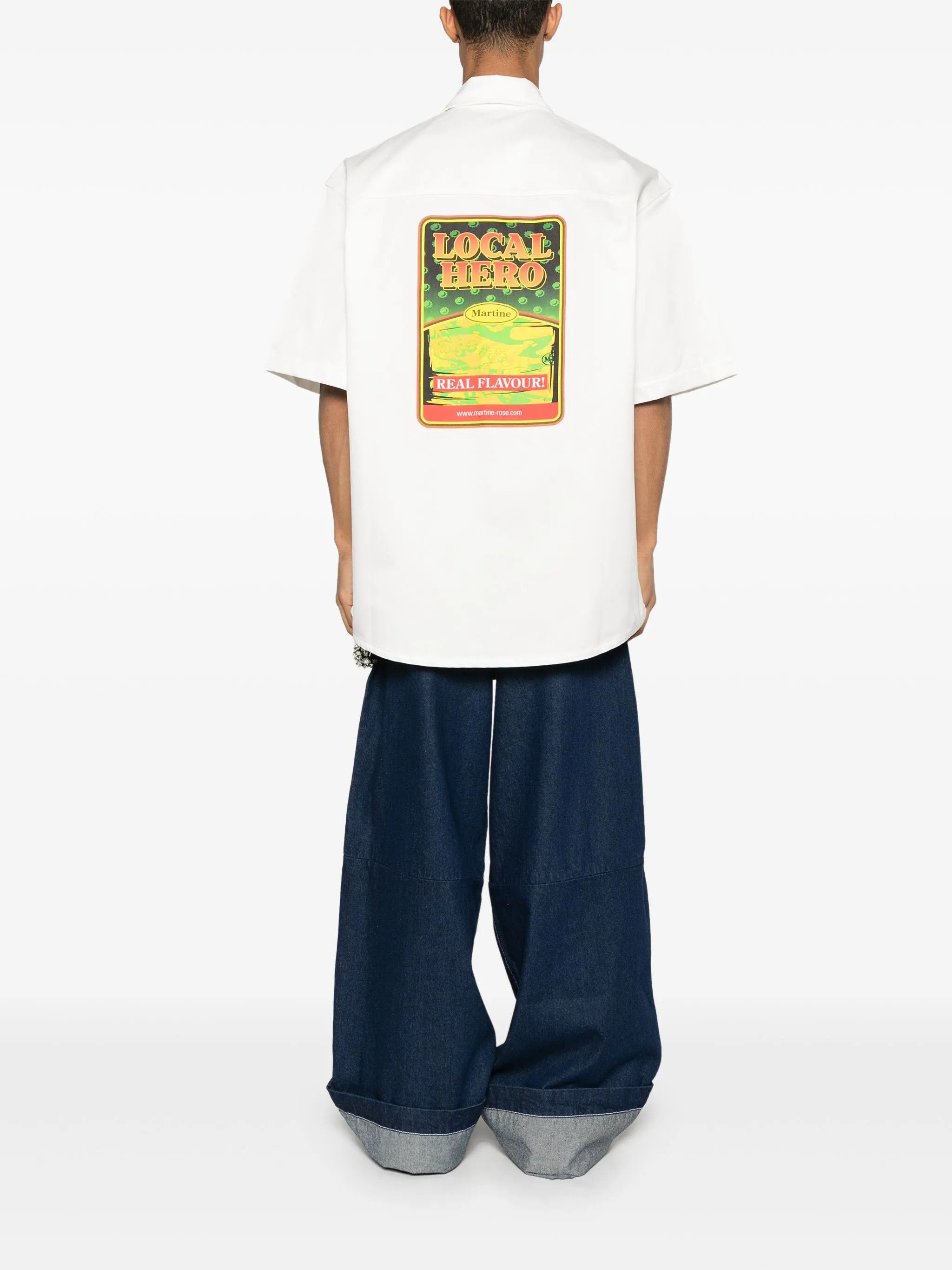 Martine Rose White Local Hero Logo Oversized Short Sleeve Shirt Size S / US 4 / IT 40 - 3 Thumbnail