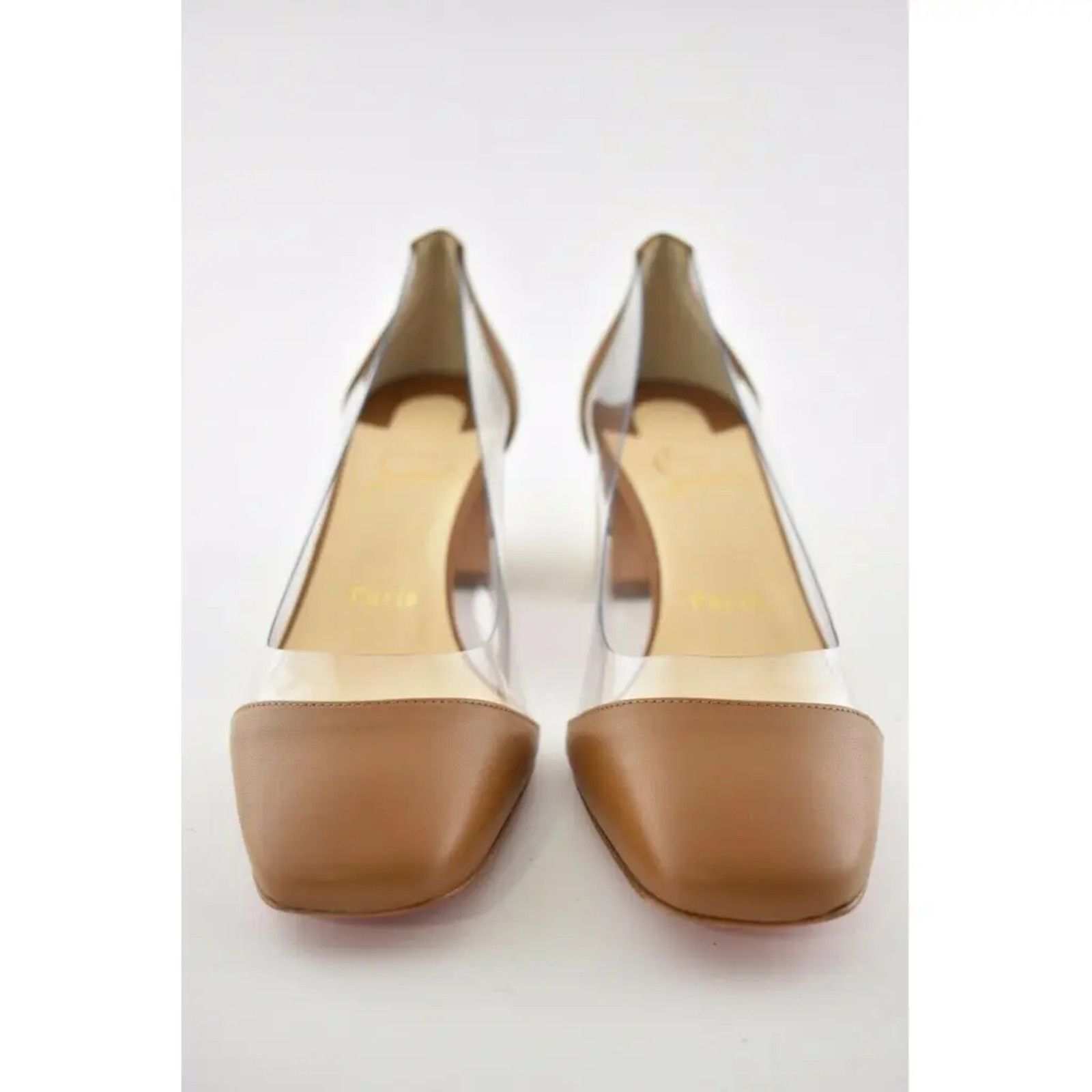 Christian Louboutin Christian Louboutin Grandola 55 Brown Leather PVC Block Size US 7.5 / IT 37.5 - 5 Thumbnail