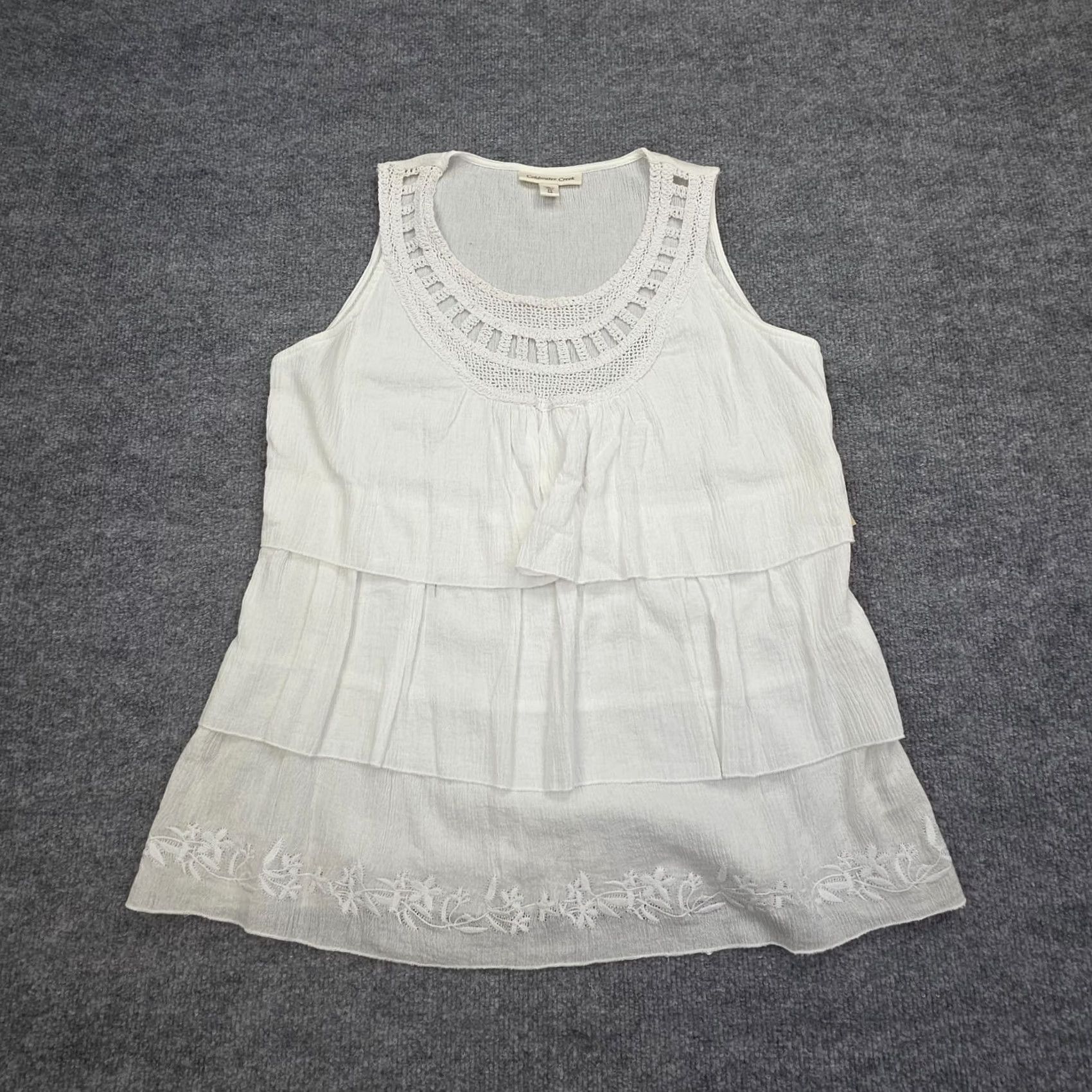 Coldwater Creek VINTAGE ColdWater Creek Cotton Tiered Shell Top Shirt Tank Women's PS White NWT Size S / US 4 / IT 40 - 2 Thumbnail