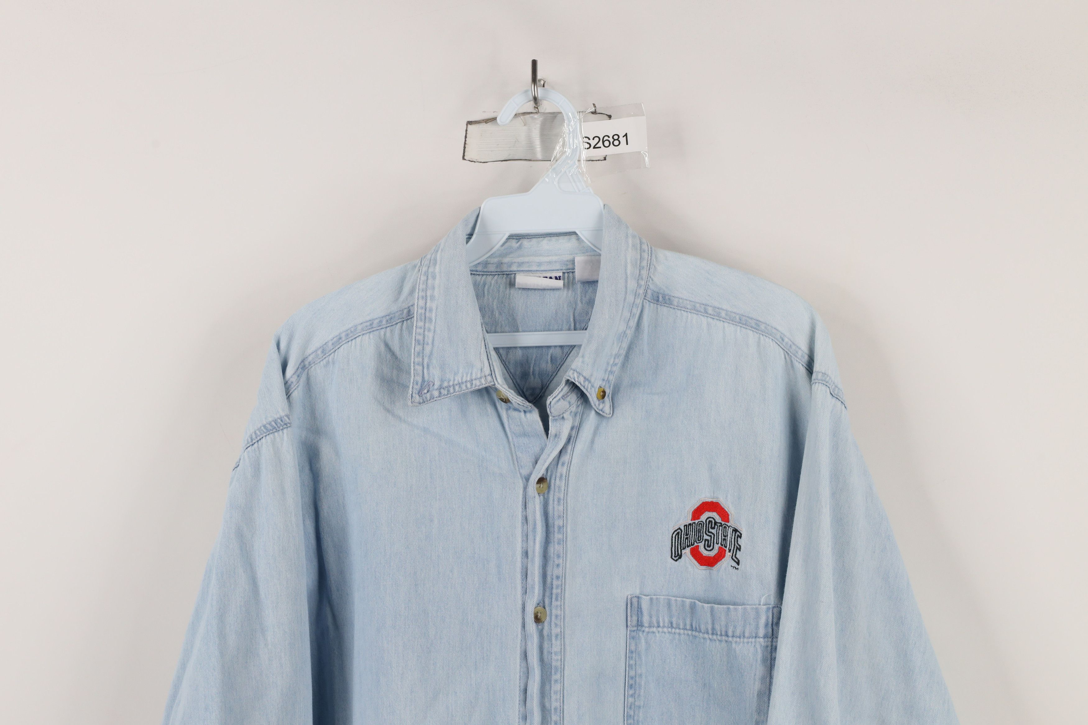 Vintage Vintage 90s Ohio State University Denim Jean Button Shirt Size US M / EU 48-50 / 2 - 2 Thumbnail