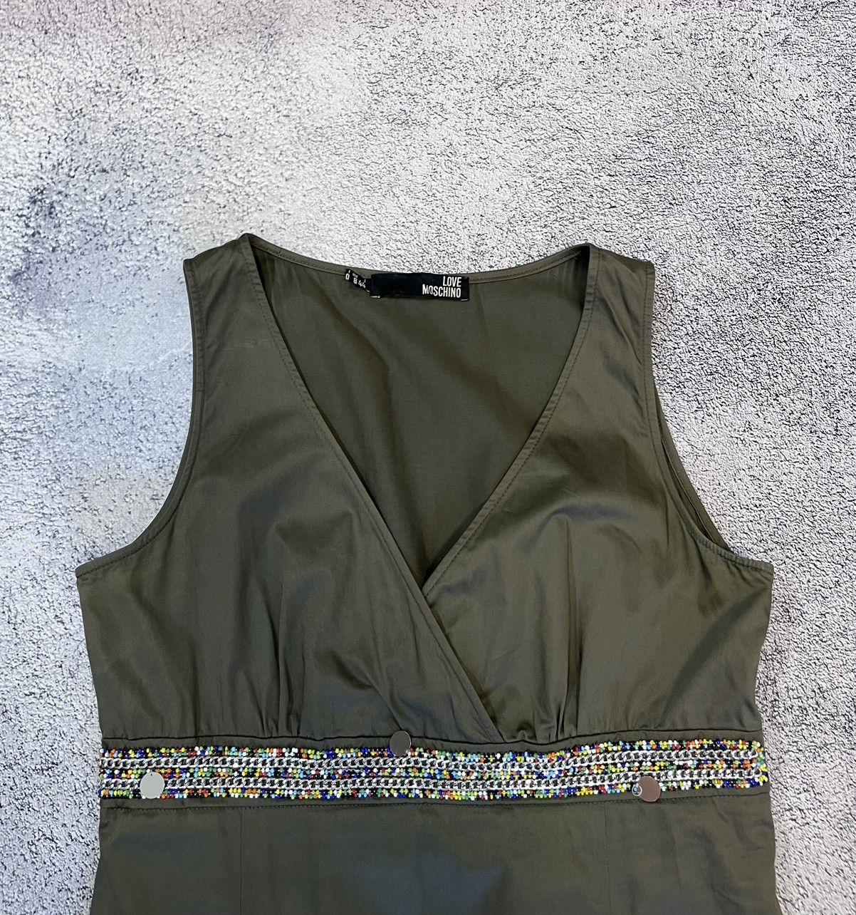 Love Moschino Love Moschino Women’s Green Beaded Dress Sleeveless I44 US8 Size M / US 6-8 / IT 42-44 - 5 Thumbnail