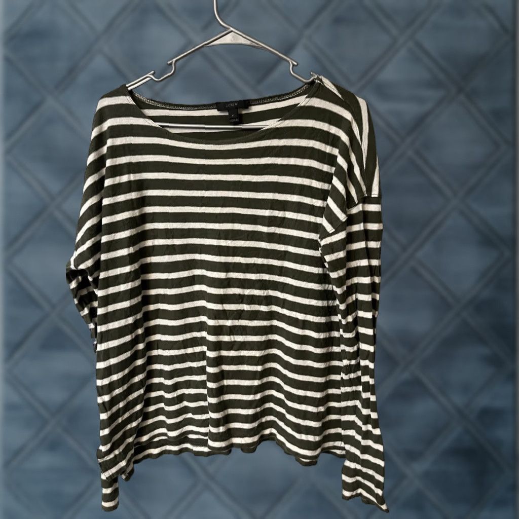 J.Crew J.CREW Multicolor Striped Long Sleeve T-Shirt Women's Medium Cotton Scoop Neck Size M / US 6-8 / IT 42-44 - 1 Thumbnail