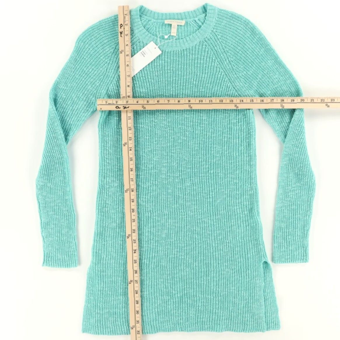 Eileen Fisher Eileen Fisher Linen Slub Tunic Long Sleeve Dress Cyan Blue Women's XS Shirt Size XS / US 0-2 / IT 36-38 - 3 Thumbnail