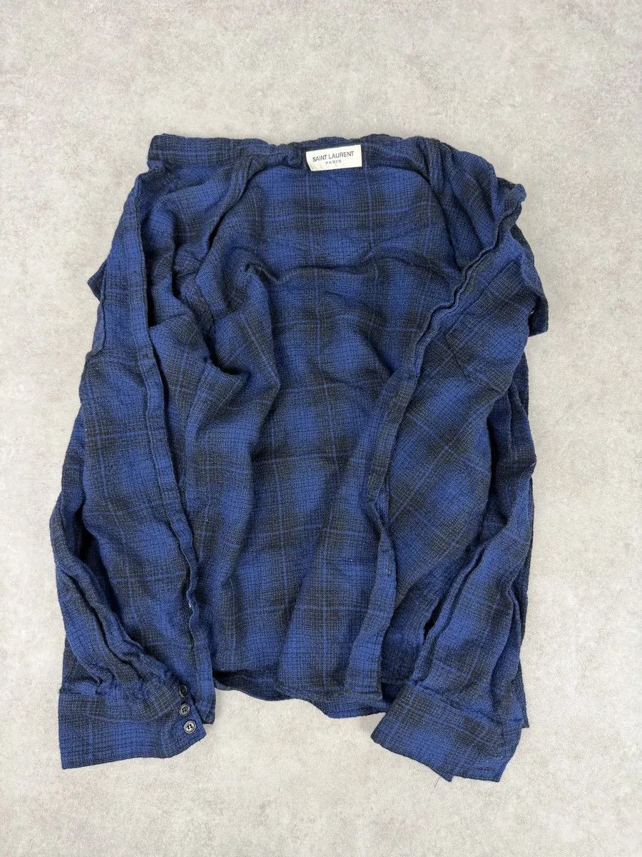 Saint Laurent Paris SS2016 Saint Laurent Blue & Black Checkered Shirt by Hedi Slimane Size US XS / EU 42 / 0 - 10 Thumbnail