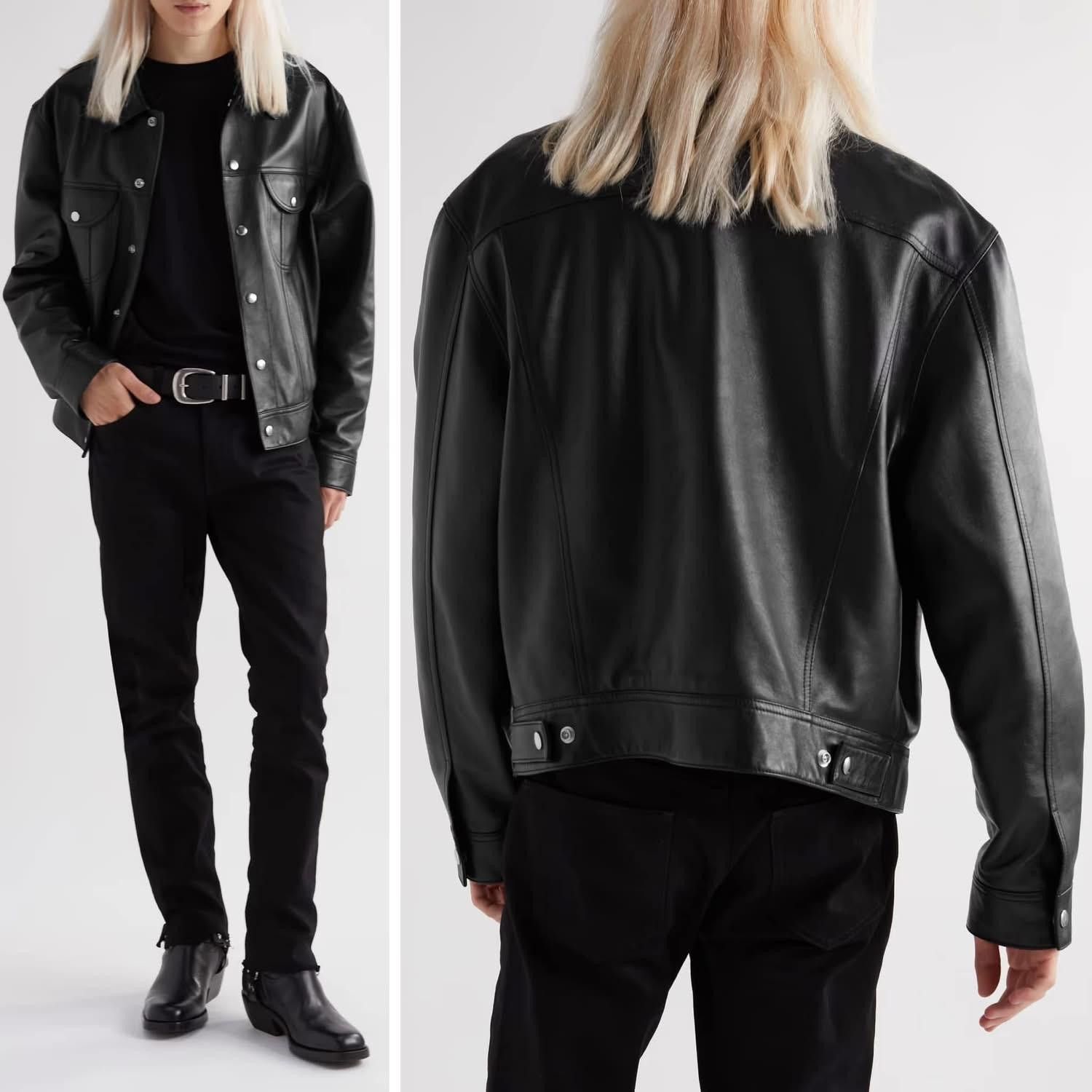 Celine SS23 Bauhaus Trucker Leather Jacket sz46 BNWT