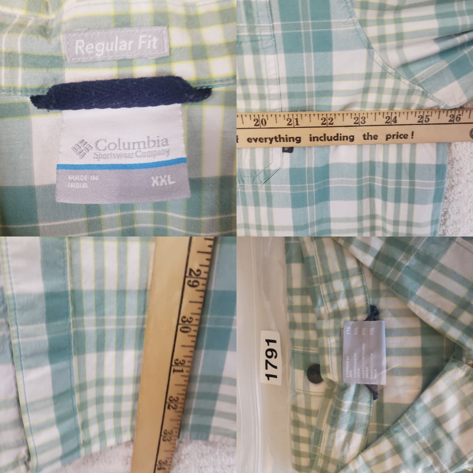 Vintage VINTAGE Columbia Button-Up Shirt Green Plaid Short Sleeve Regular Fit Mens 2XL Pocketed Casual Travel Size US XXL / EU 58 / 5 - 9 Thumbnail