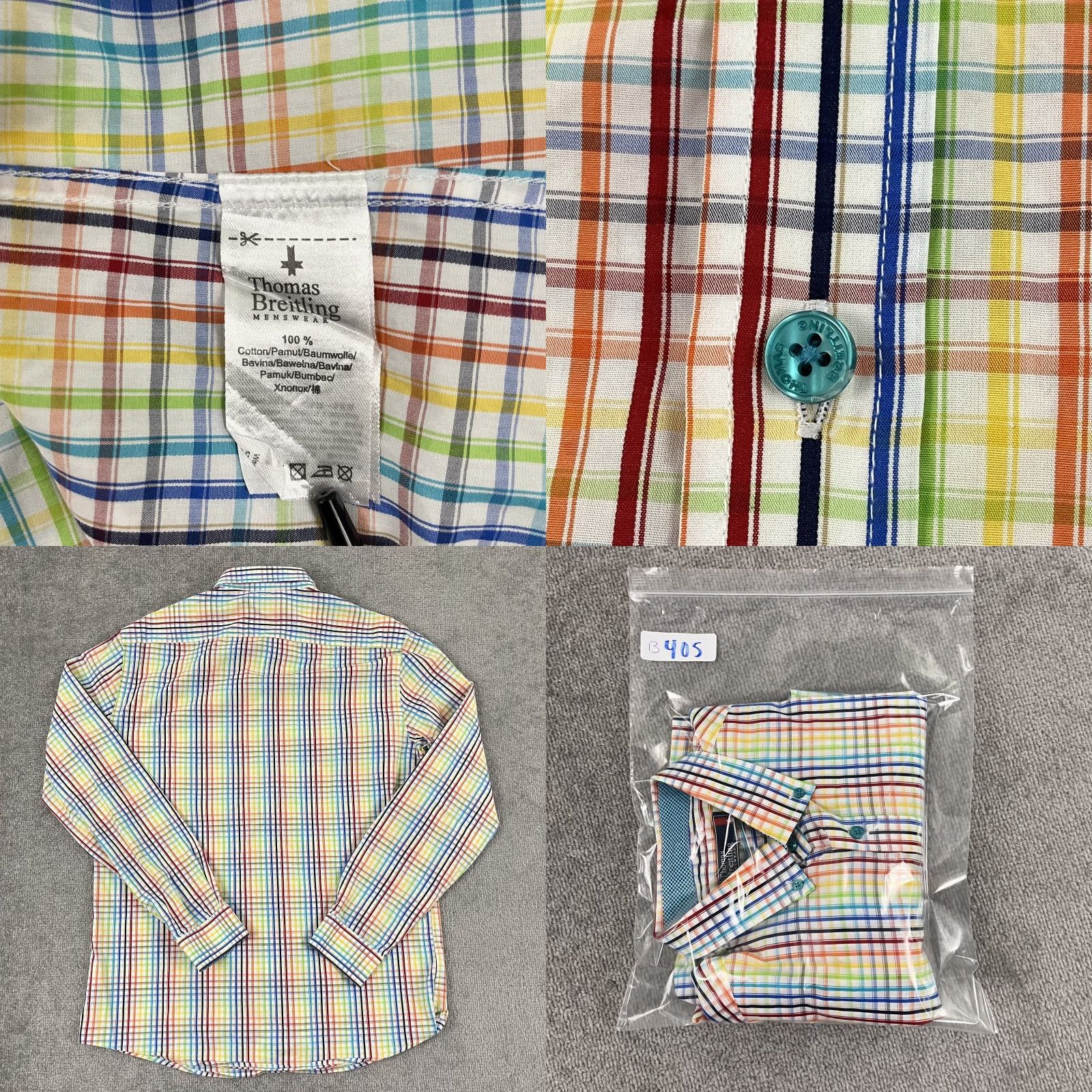 Breitling THOMAS BREITLING Shirt Mens XL Multicolor Striped Plaid Button-Down Preppy Colorful Size US XL / EU 56 / 4 - 8 Thumbnail