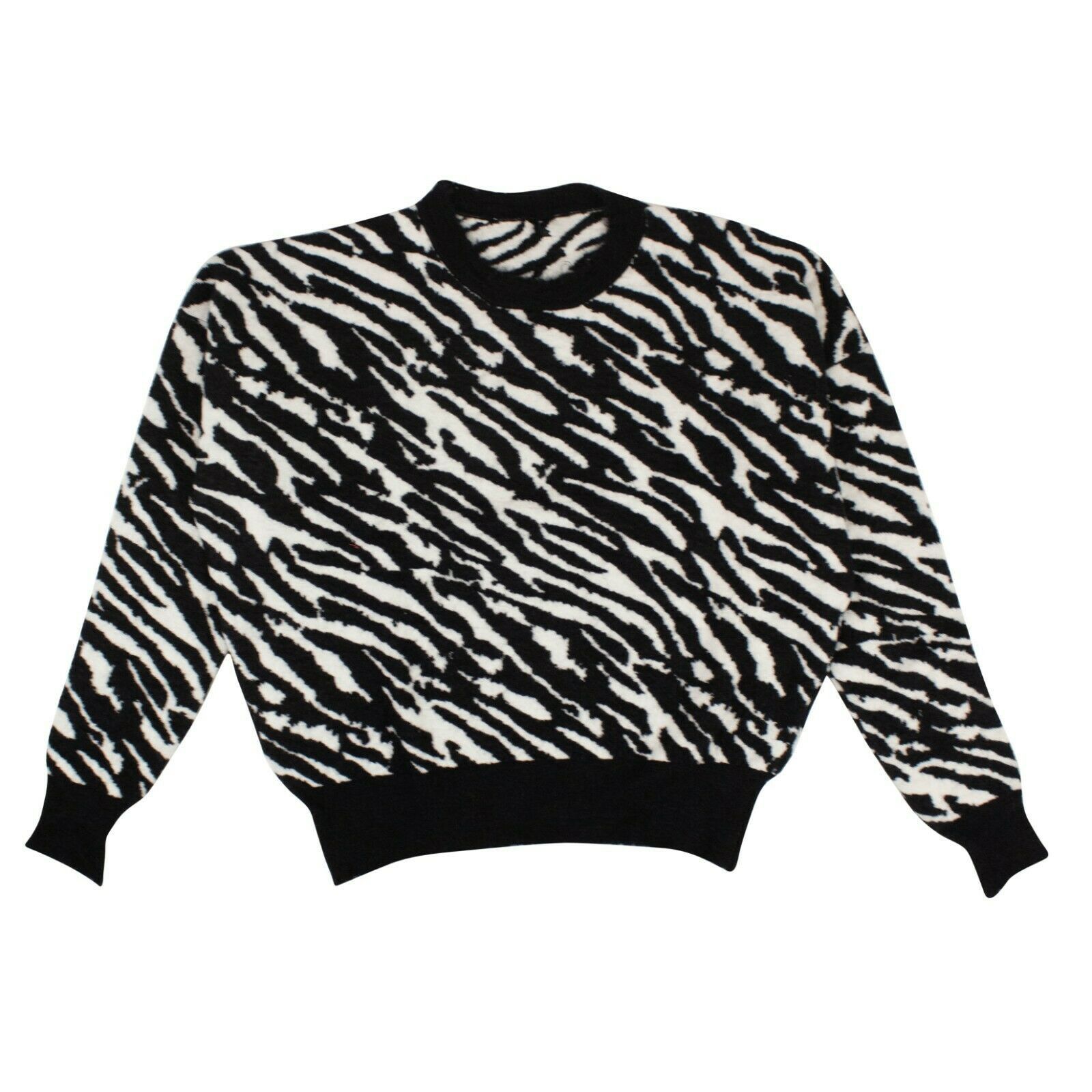 image of Unravel Project Black/white Wool Zebra Print Sweater Size S, Women's