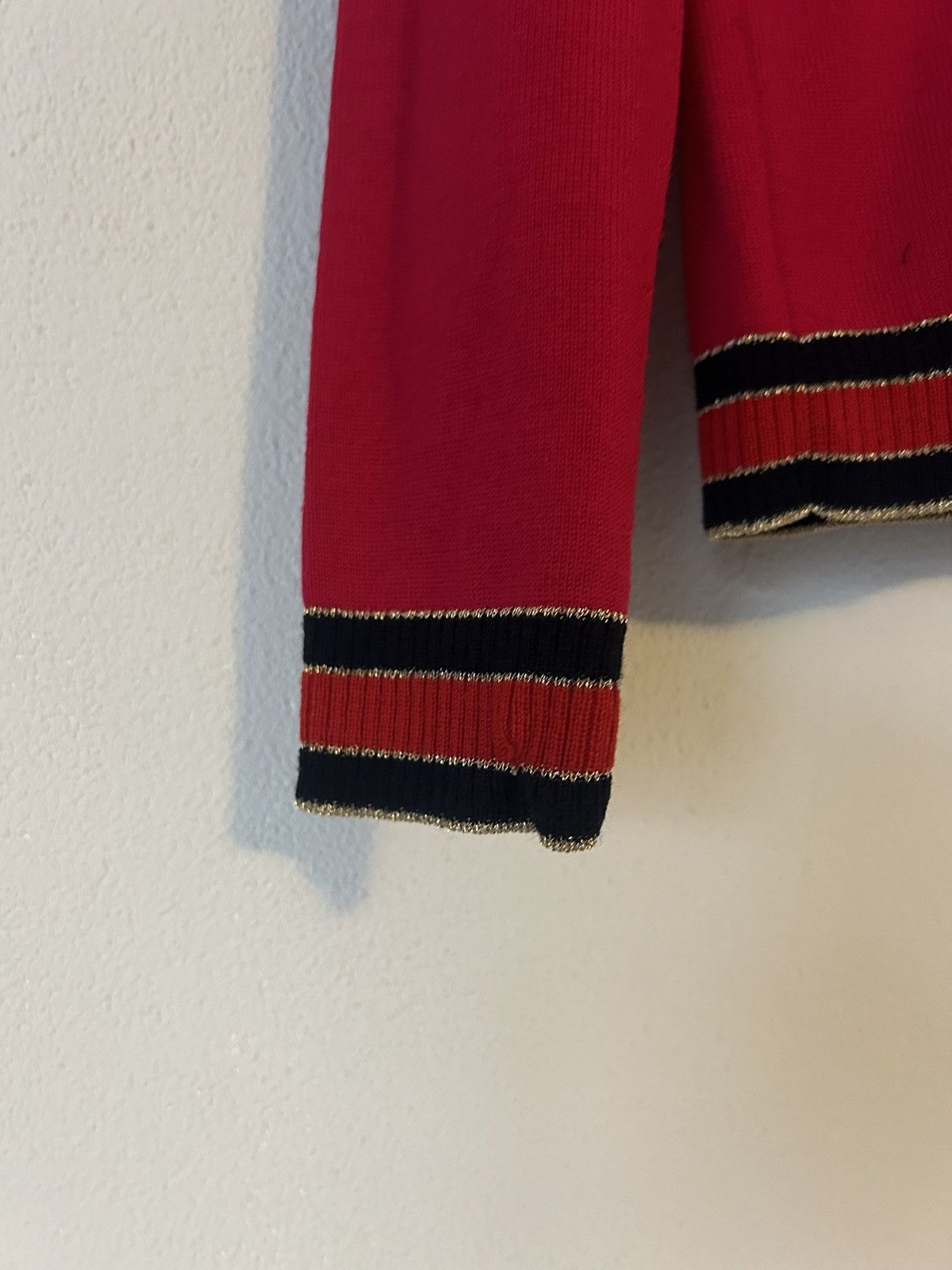 Gucci Gucci Red Wool Crewneck Sweater with Metallic Trim - Size S Size S / US 4 / IT 40 - 3 Thumbnail
