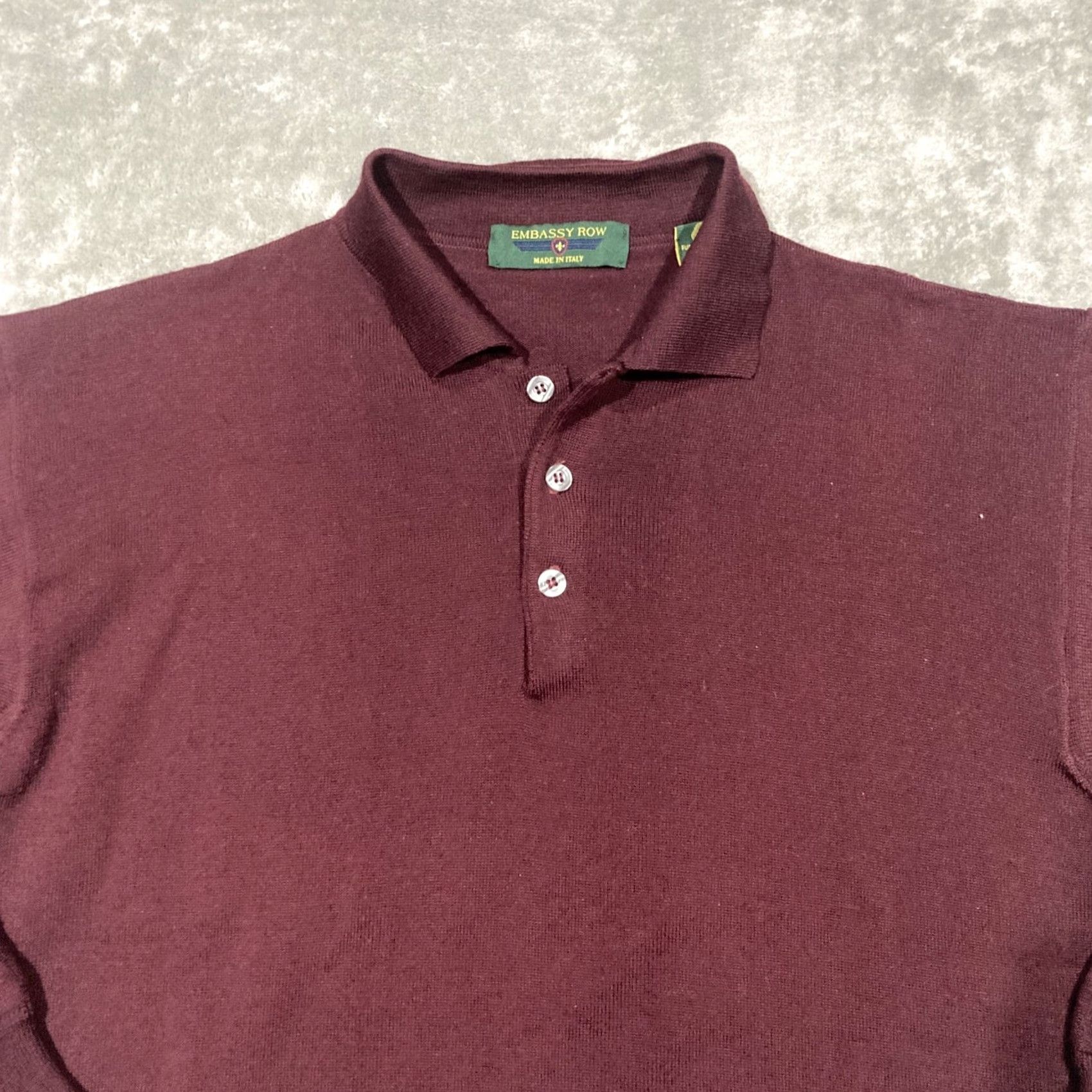 Vintage Embassy Row Polo Sweater Mens Size L Wool Shirt Red Two Ply Knit Top Pullover Tight-Knit Collared Neckline Size US L / EU 52-54 / 3 - 2 Thumbnail
