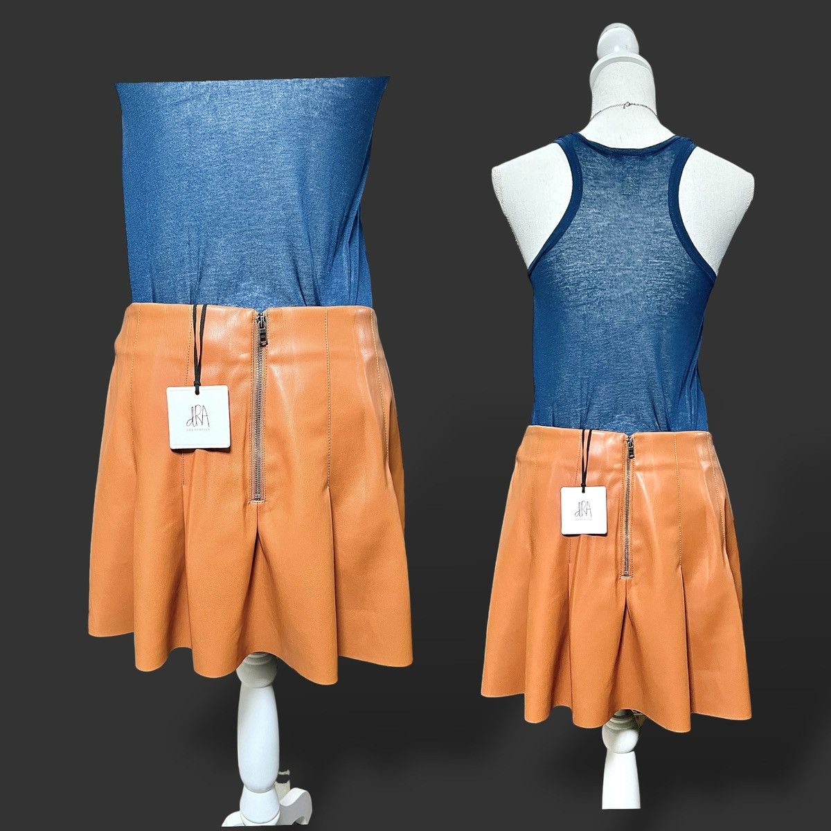 Other dRA Women’s Rust Brown Pleated Mini Faux Leather Skirt Sz M Size 30" / US 8 / IT 44 - 6 Thumbnail