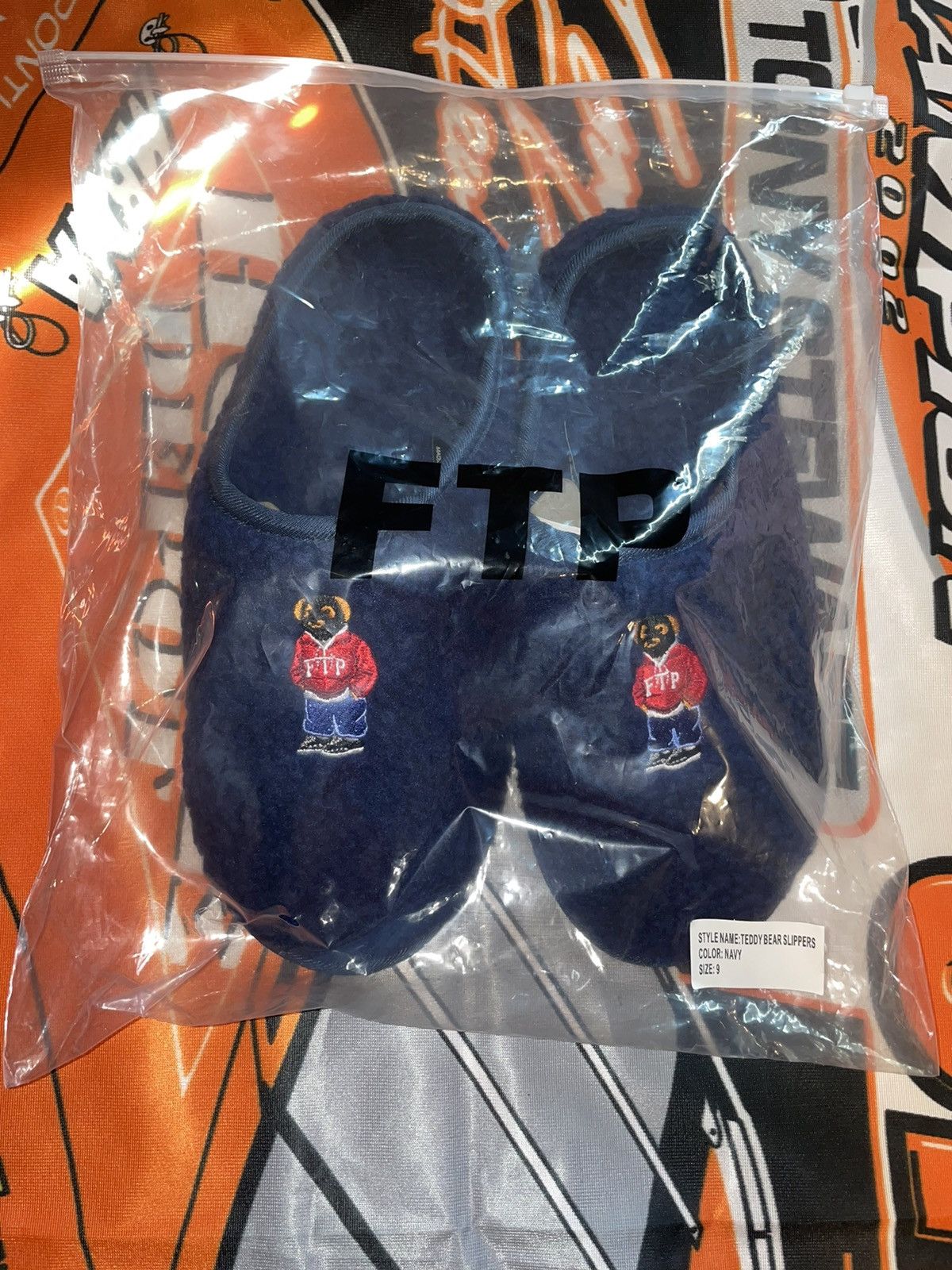 Fuck The Population Fuck The Population FTP Bear Slippers Navy Blue. Size US 9 / EU 42 - 2 Thumbnail