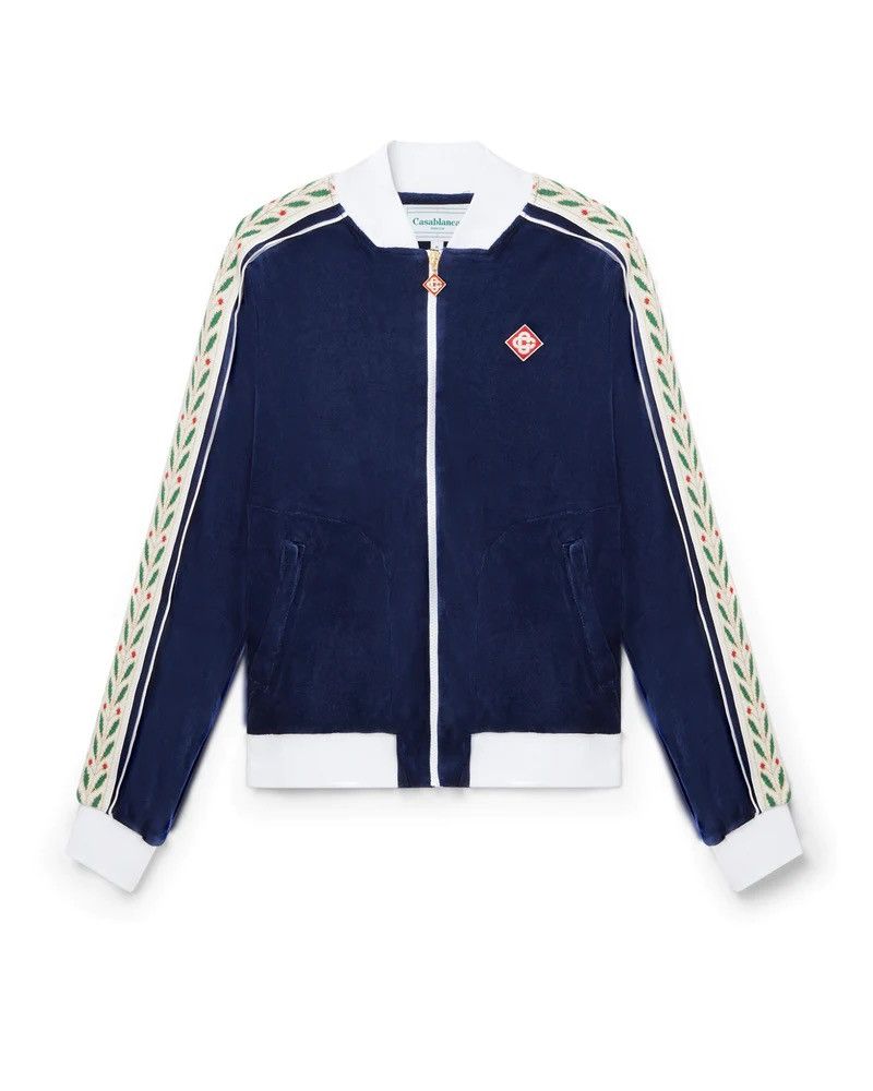 image of Casablanca Laurel Velour Tracksuit Top in Blue, Men's (Size XL)