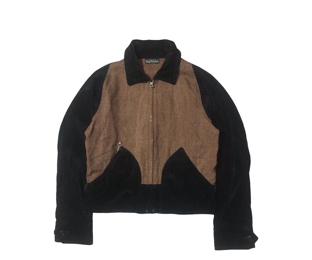 image of Repro 1930S Vintage Style Chimayo Jacket in Black Brown, Men's (Size Small)