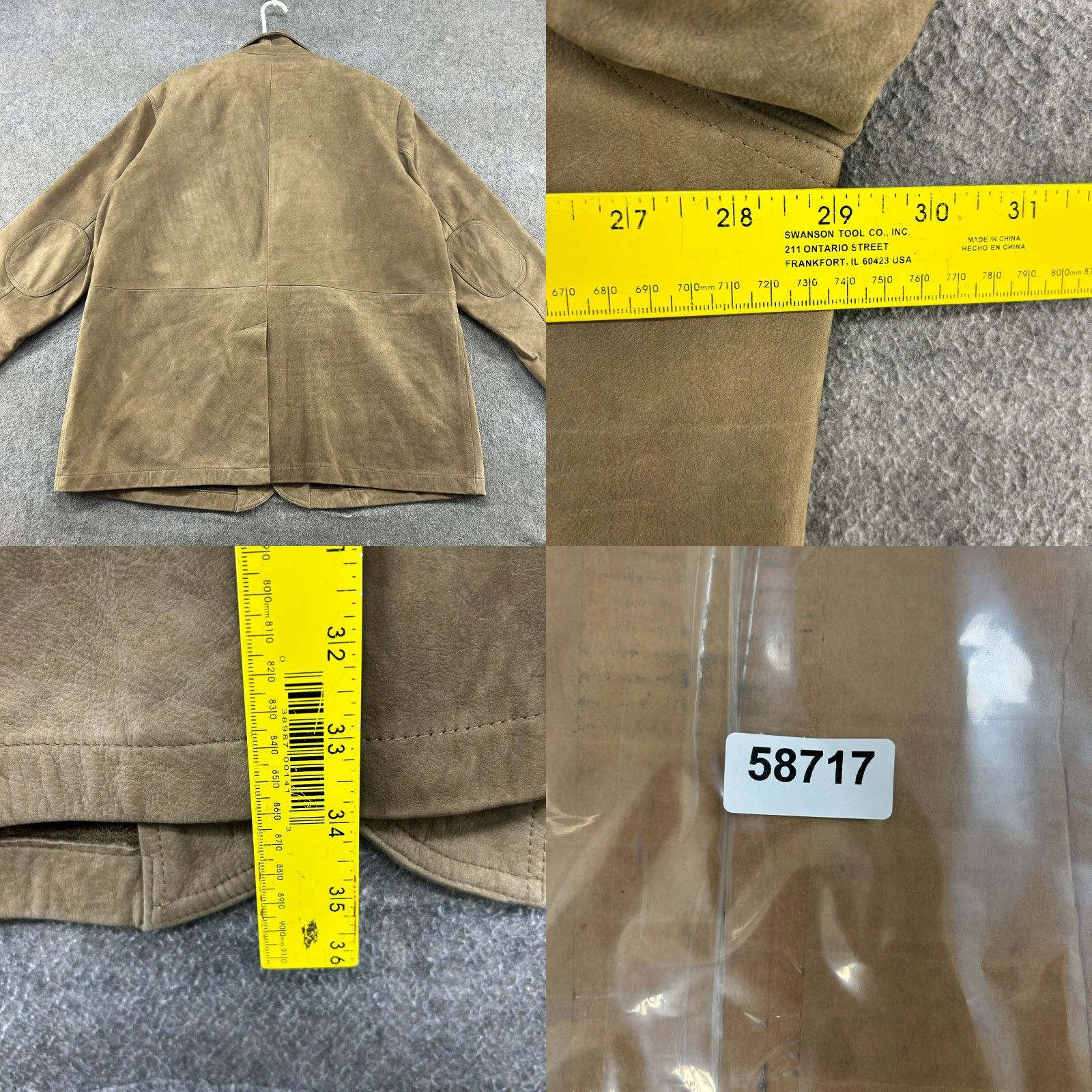 Orvis VINTAGE Orvis Blazer Jacket Men 54L Brown Leather Western Pea Coat Regular Size 54 Mens Brown Size 54R - 10 Thumbnail