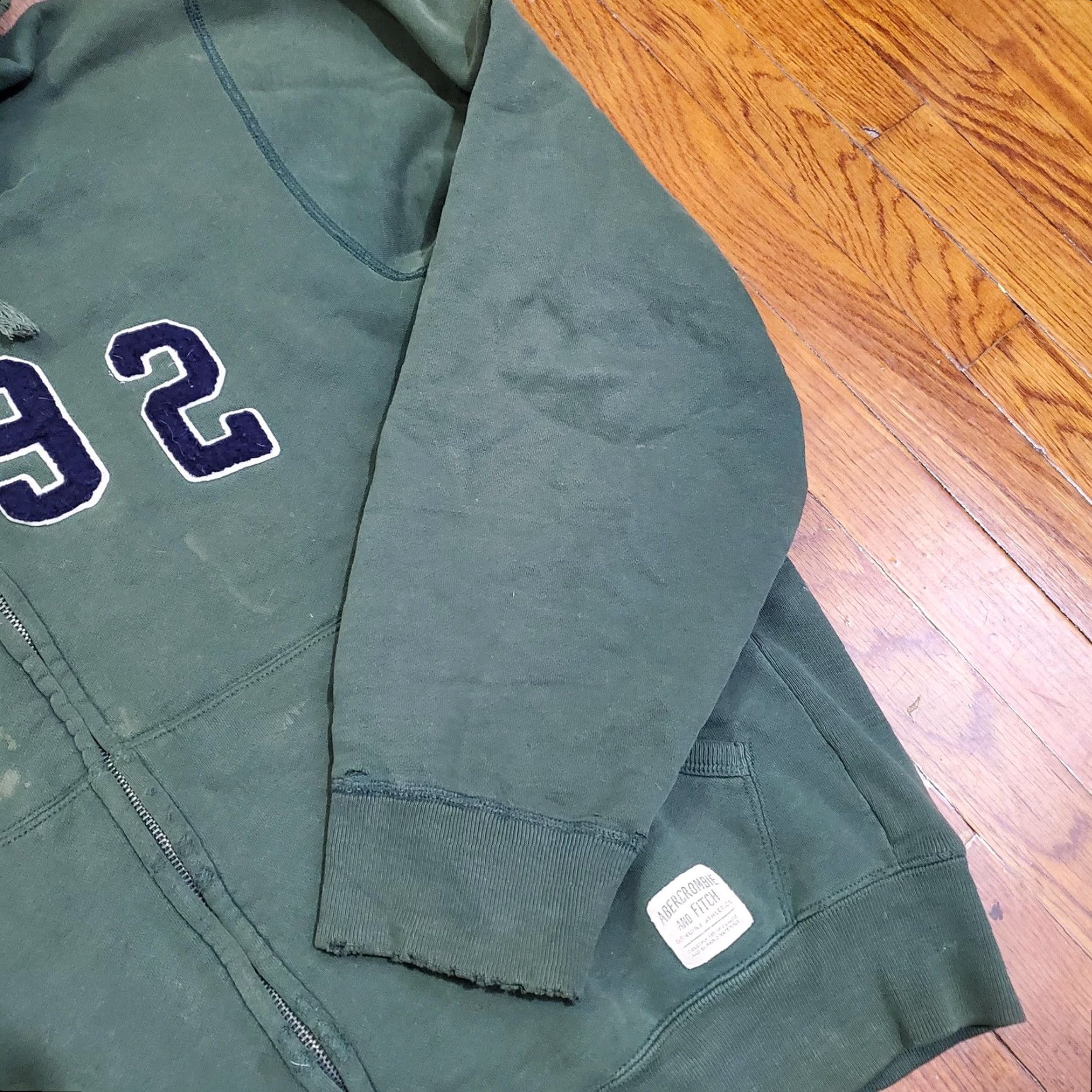 Abercrombie & Fitch VINTAGE Abercrombie & Fitch Hoodie Mens L Green Full Zip Fleece Lined 1892 Graphic Print Size US L / EU 52-54 / 3 - 4 Thumbnail