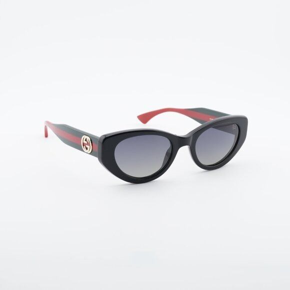 Gucci GG1862S 005 Sunglasses Black/Green Cat Eye Frame, Grey