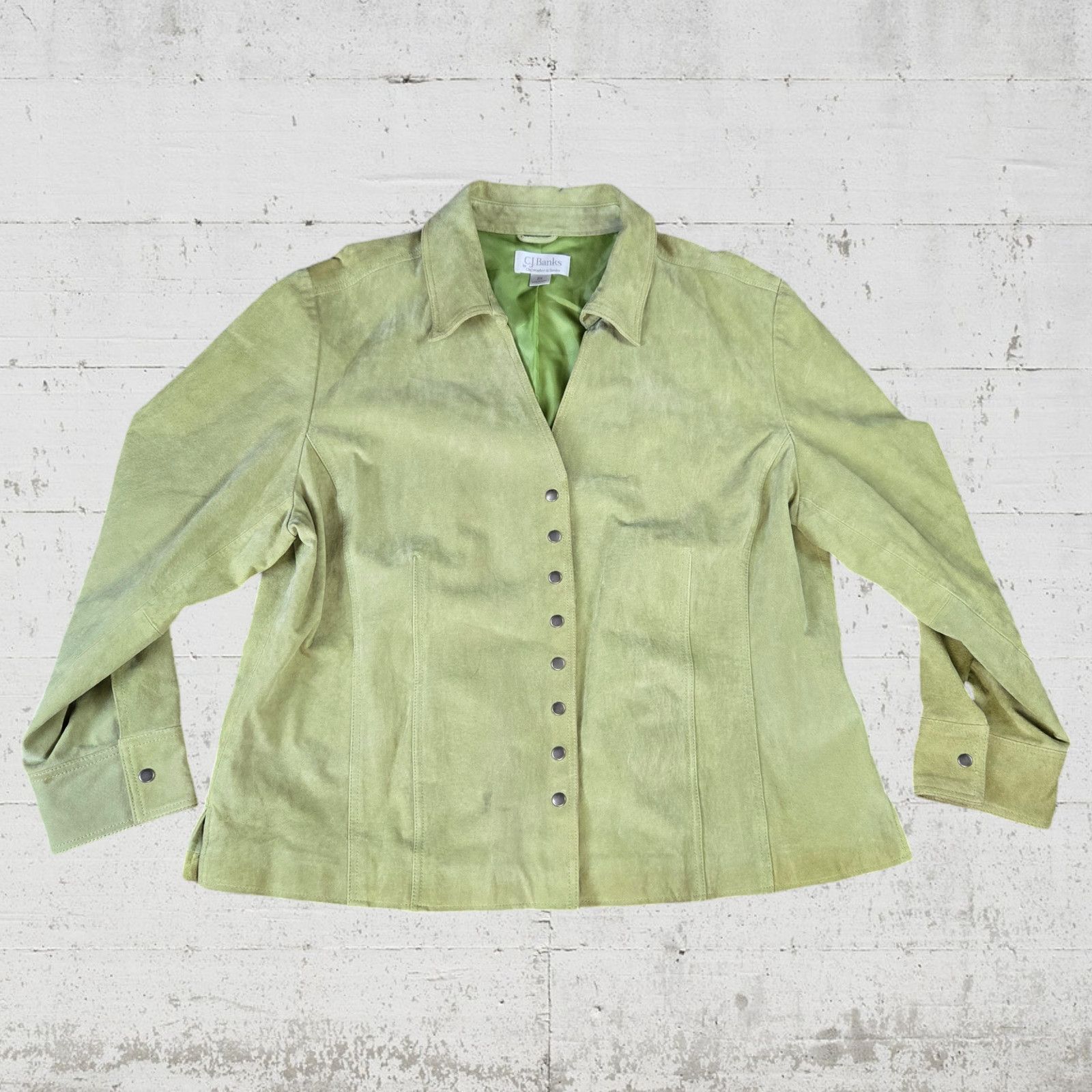 Other Y2K Green Suede Leather Jacket Size 2X Size XXL / US 16-18 / IT 52-54 - 2 Thumbnail