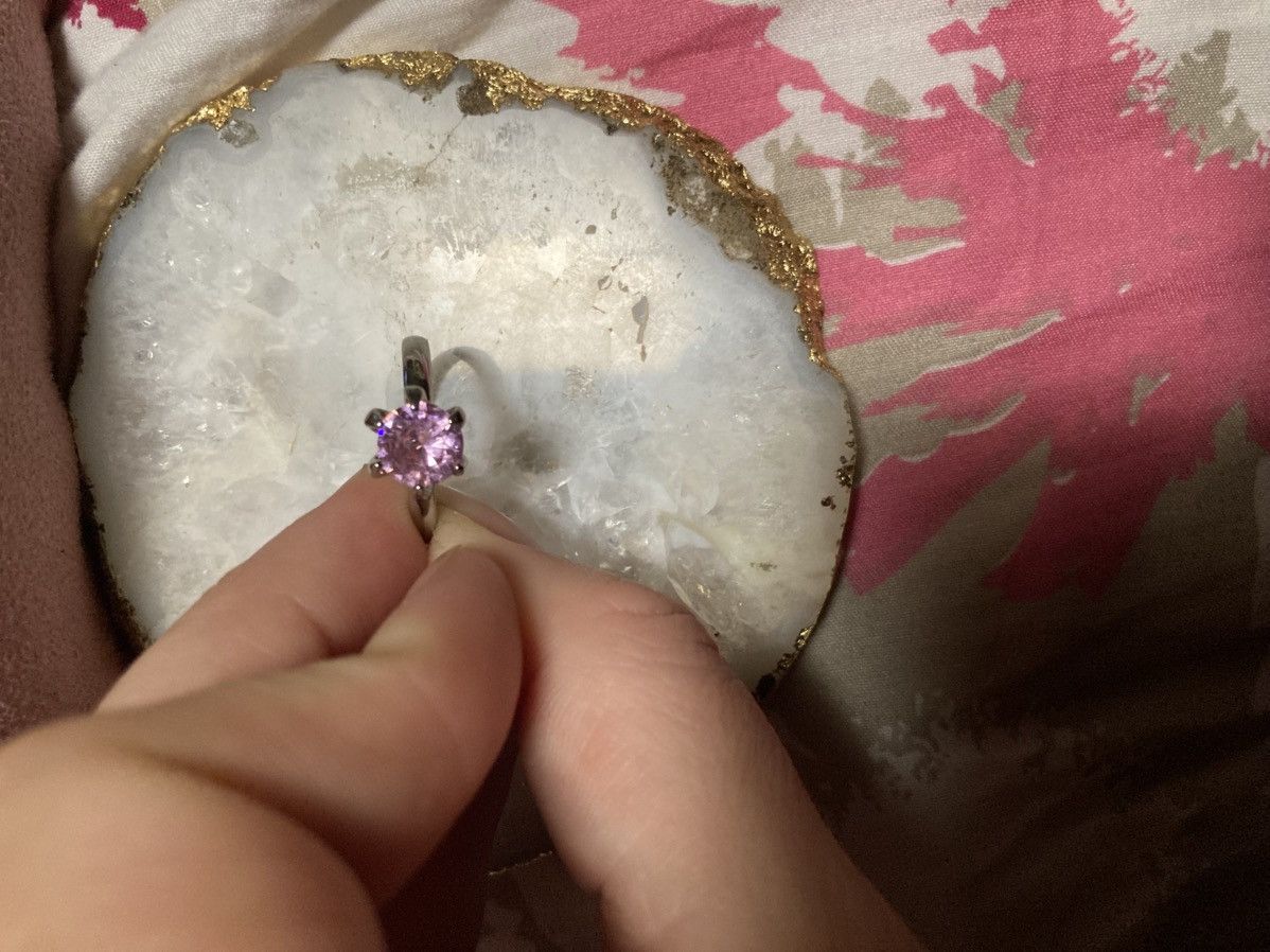 Other Pink gemmed silver plated ring Size ONE SIZE - 1 Thumbnail