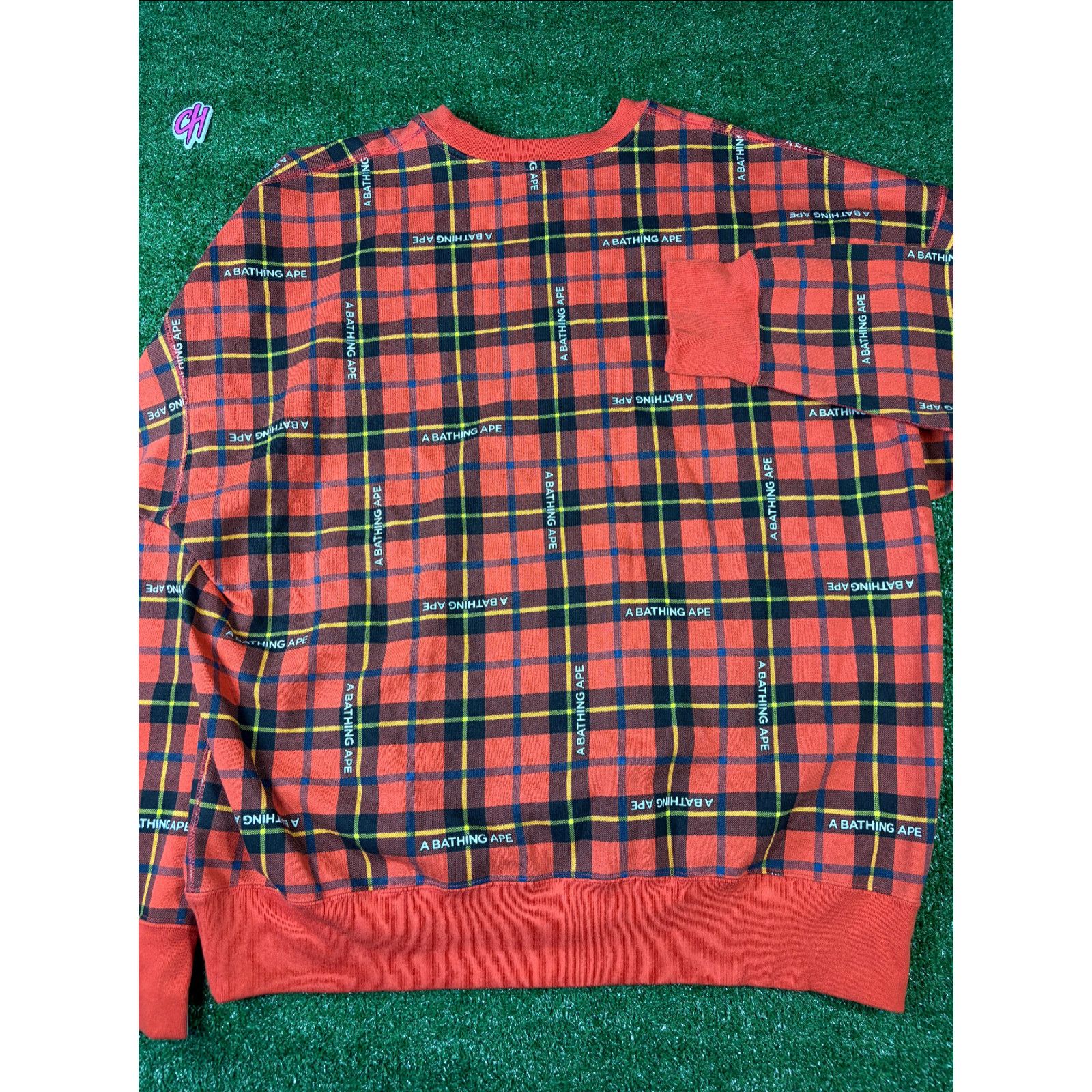 Bape BAPE Logo Check Red Loose Fit Crewneck Sweater Size XL Size US XL / EU 56 / 4 - 2 Thumbnail