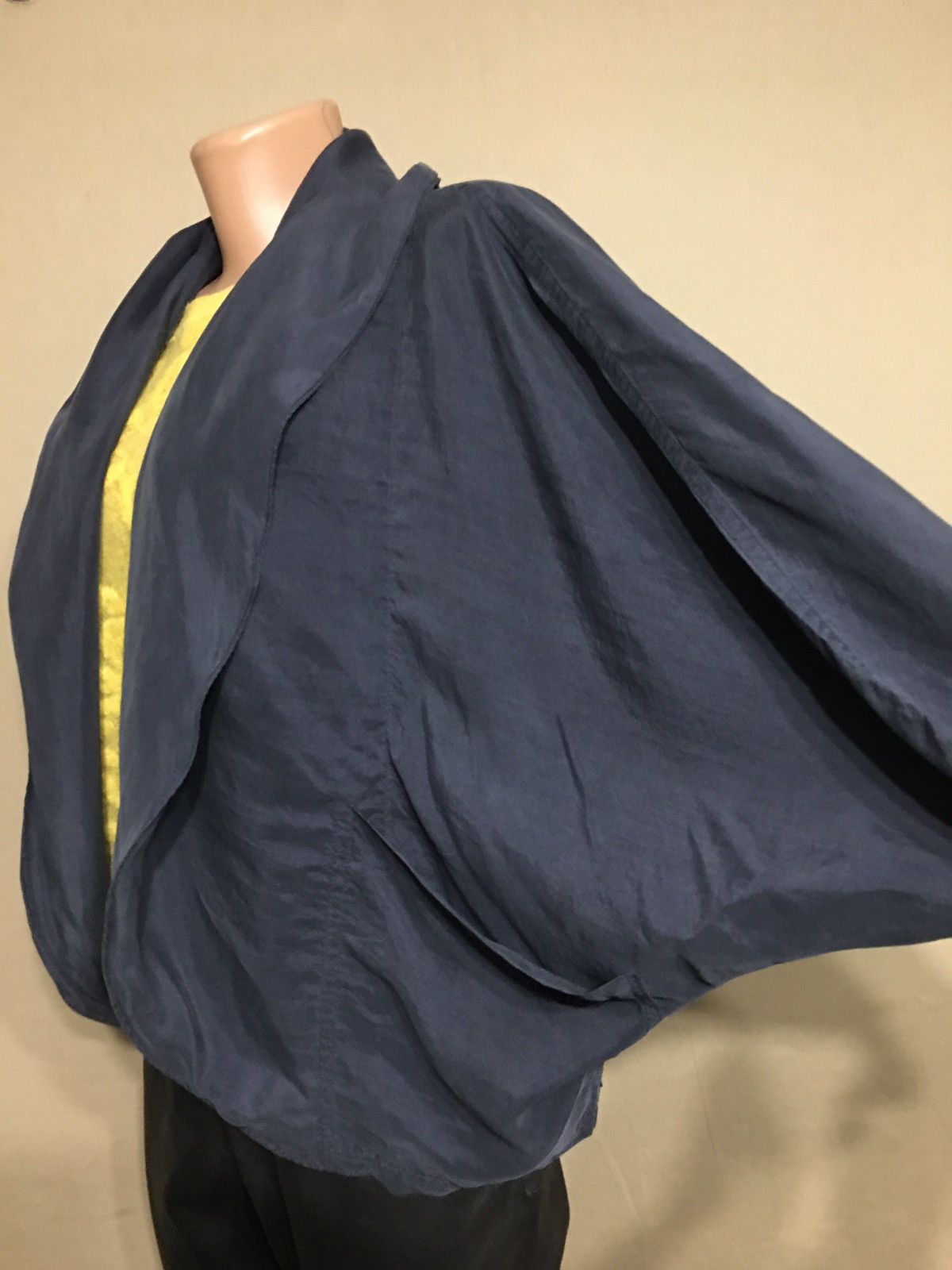 Designer Christa De Carouge Blue Silk Blouse Jacket Oversized Size ONE SIZE - 3 Thumbnail