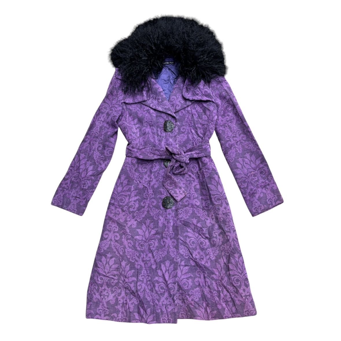 Vivienne Tam Vivienne Tam Velvet Embossed Coat With Removeable Fur Size S / US 4 / IT 40 - 1 Thumbnail