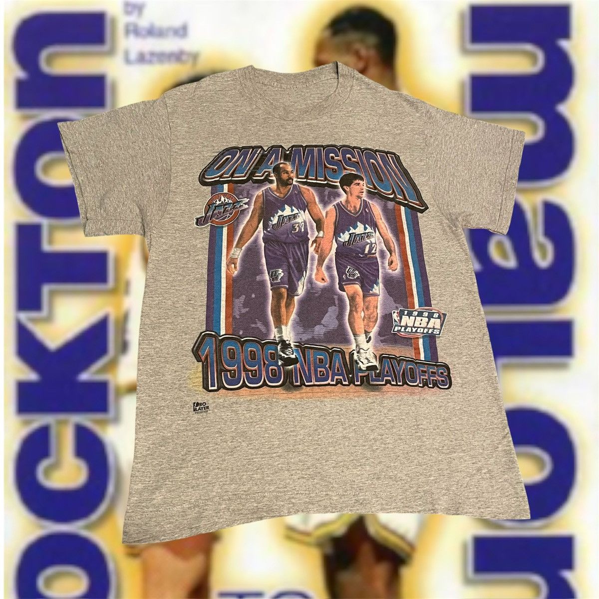 NBA × Pro Player × Vintage Vintage 1998 NBA John Stockton Karl Malone Utah Jazz Tee Size US M / EU 48-50 / 2 - 1 Thumbnail